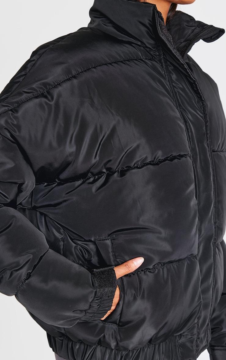  Black Funnel Neck Padded Jacket Product Image