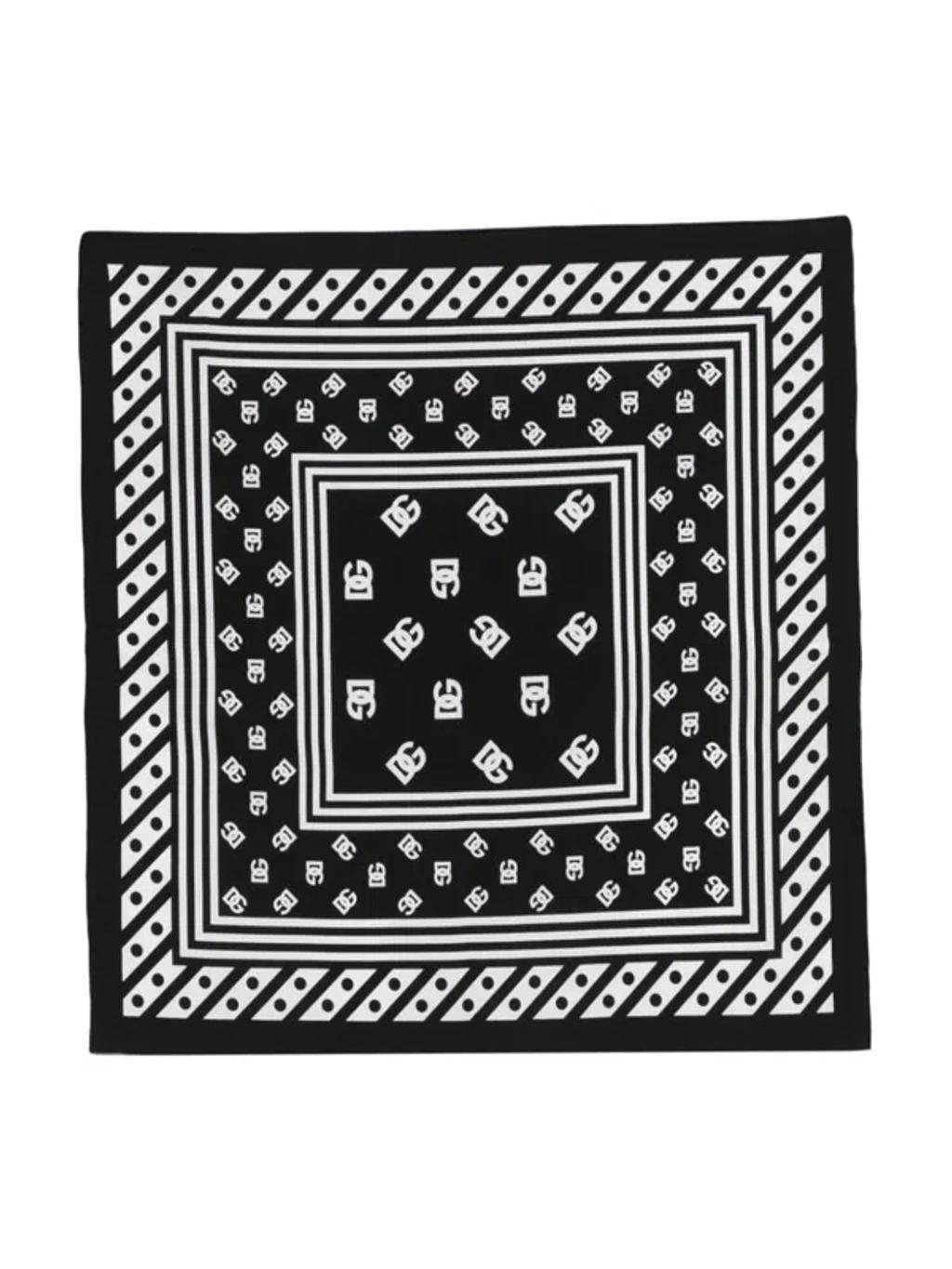 DOLCE & GABBANA Logo-print Twill-weave Scarf In Black Product Image