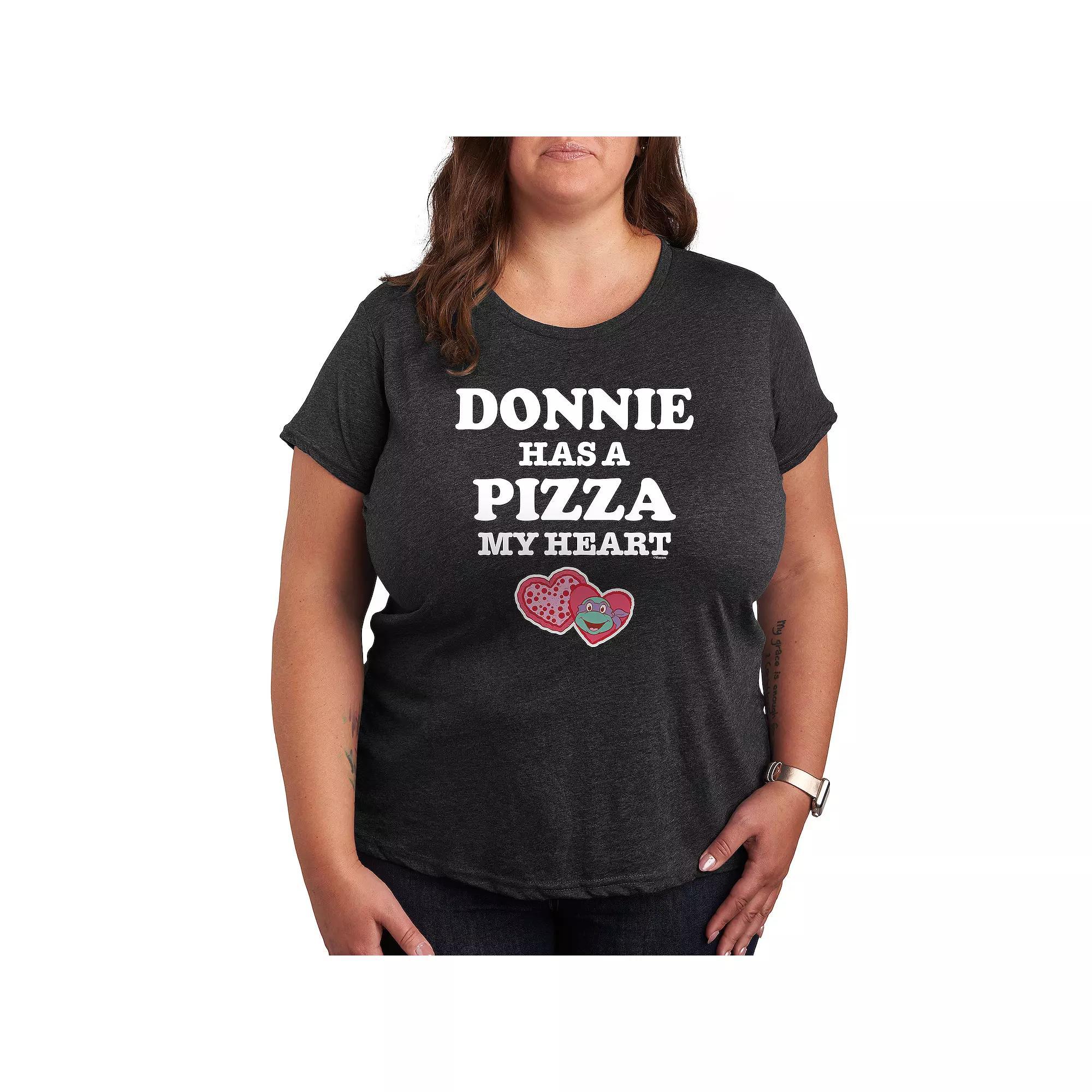 Plus Size Teenage Mutant Ninja Turtles Pizza My Heart Donnie Graphic Tee, Women's, Size: 4XL, Heather Grey Product Image