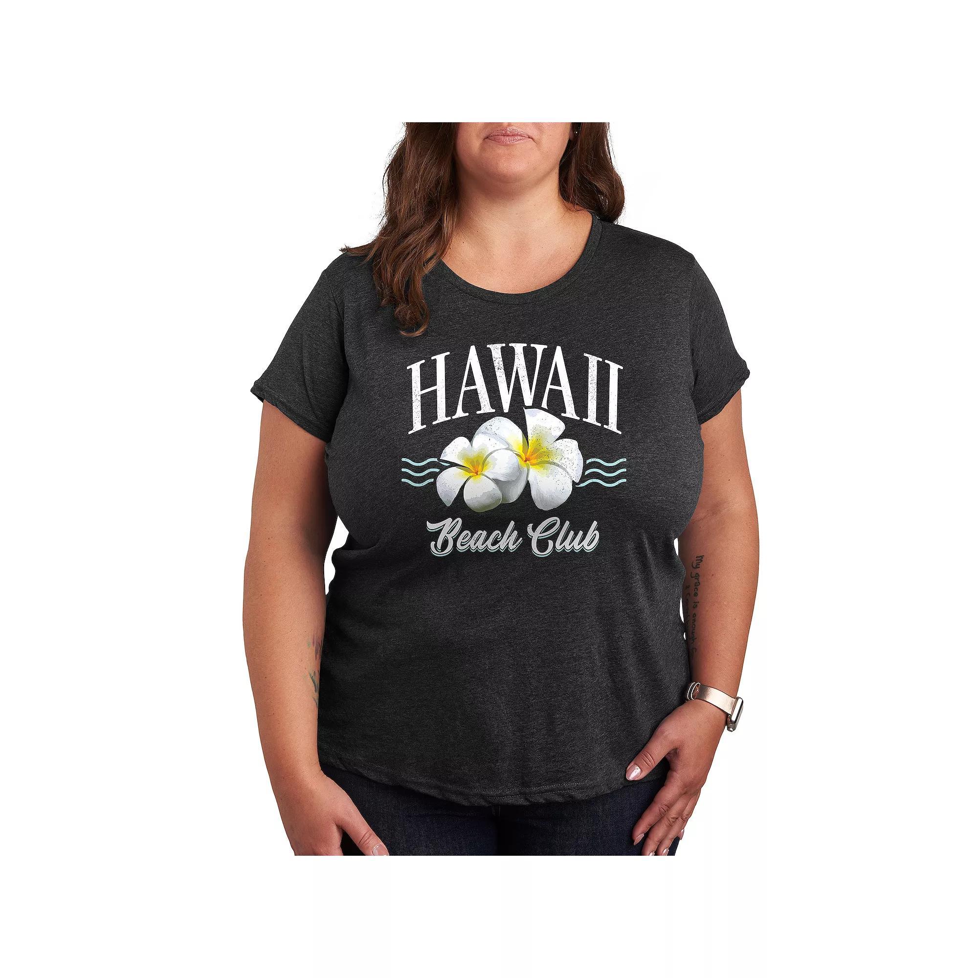 Plus Hawaii Beach Club Graphic Tee, Women's, Size: 3XL, Heather Grey Product Image