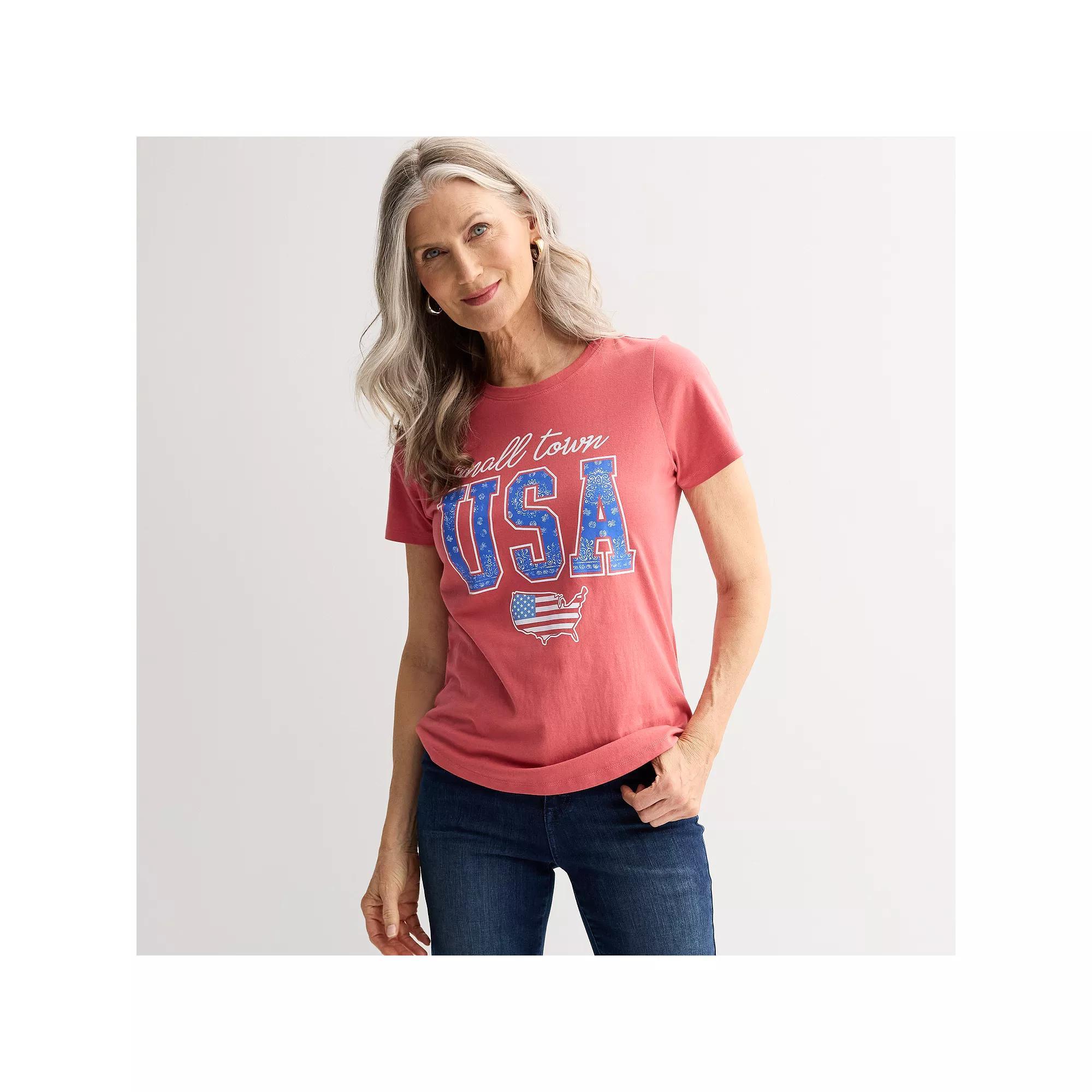 Women's Small Town USA Americana Graphic Tee, Size: Medium, Red Product Image