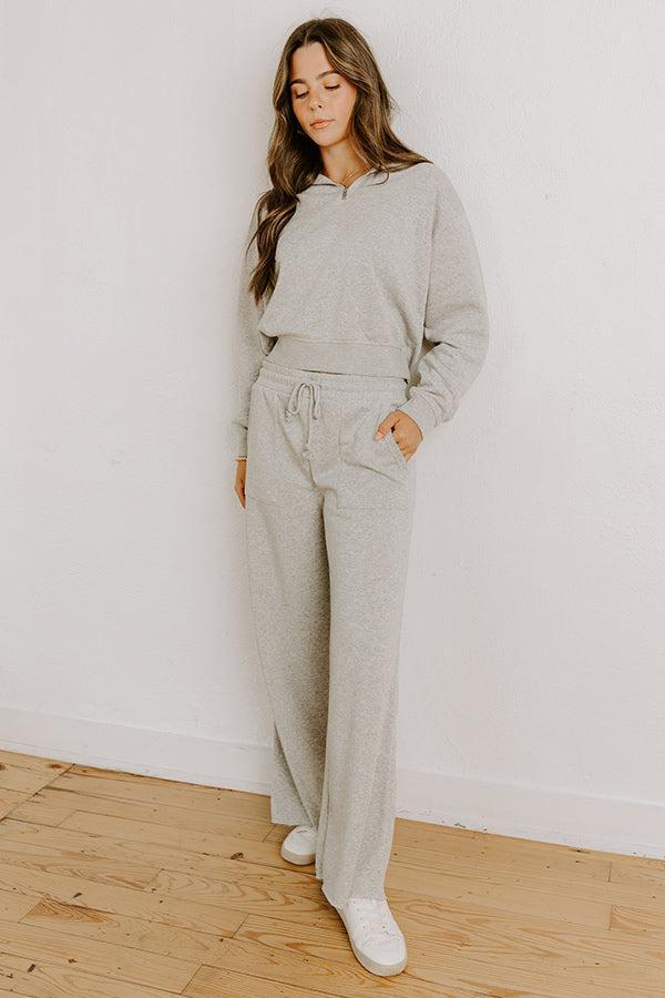 Cozy Lifestyle High Waist Vintage Wash Pants in Grey Product Image