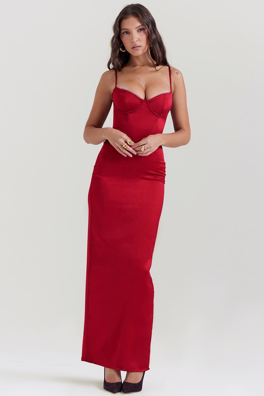 Stefania Ruby Corset Maxi Dress Product Image