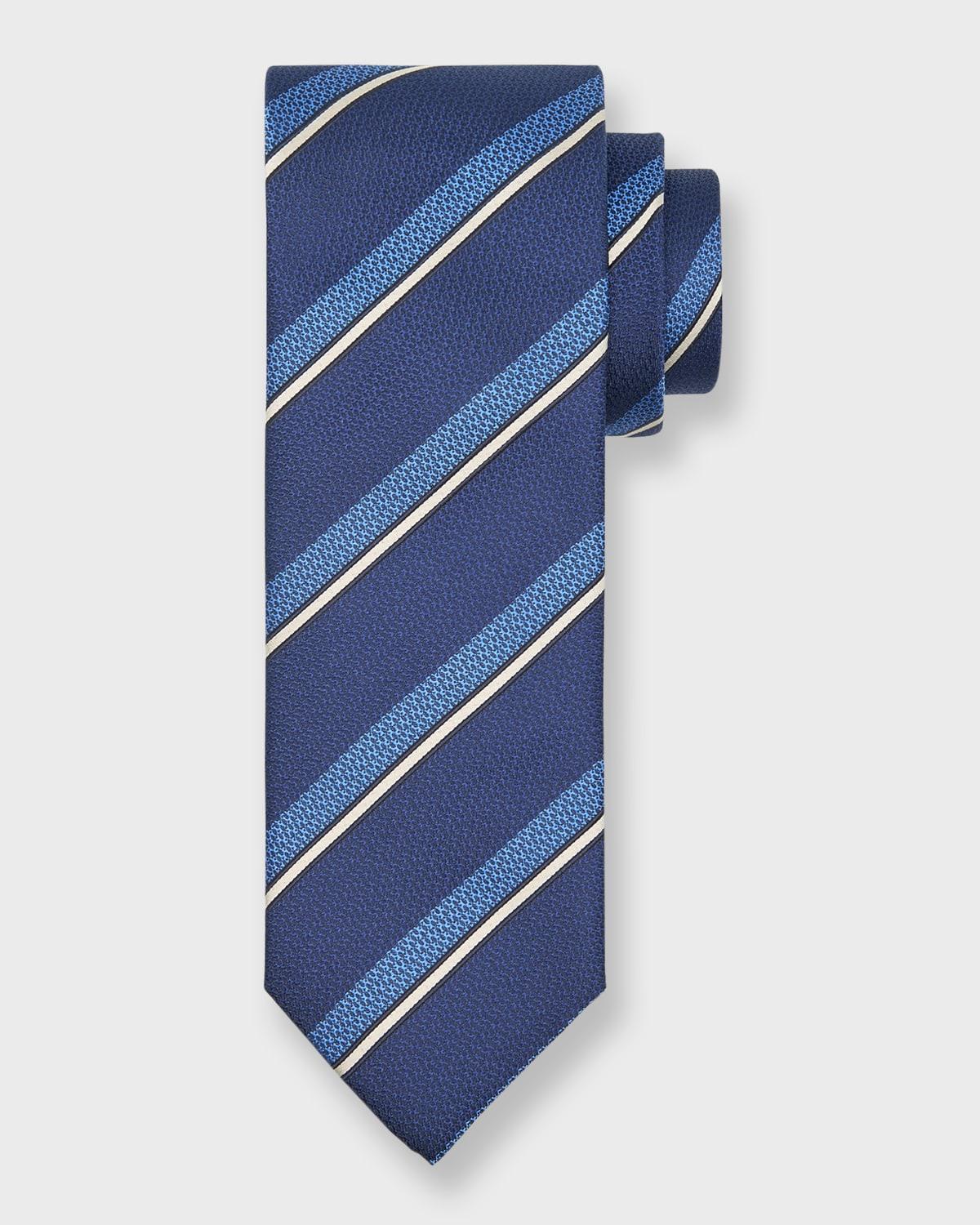 CANALI Men's Silk Multi-stripe Tie In Dark Blue Product Image