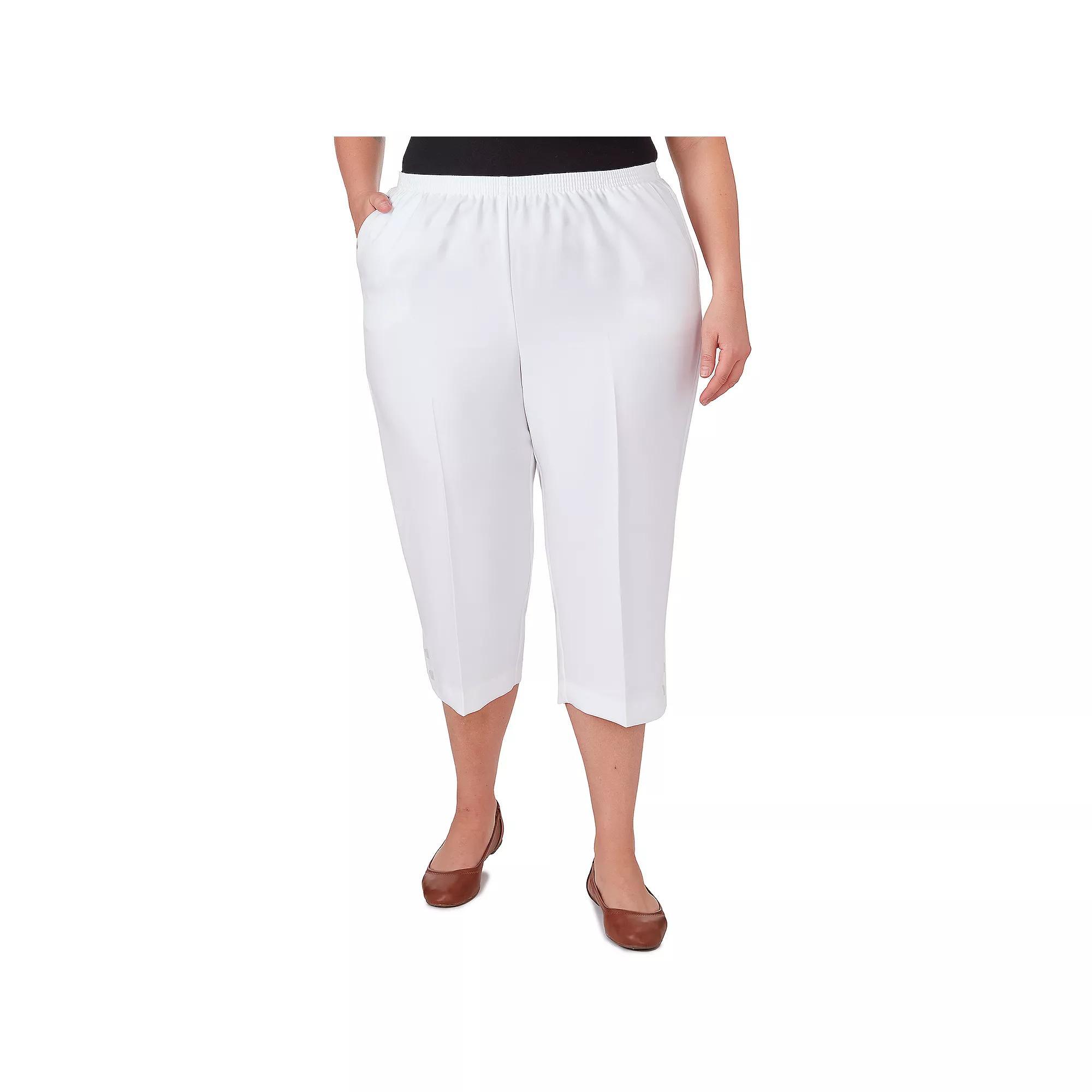 Plus Size Alfred Dunner Button Hem Capri Pant, Women's, Size: 18 W, White Product Image