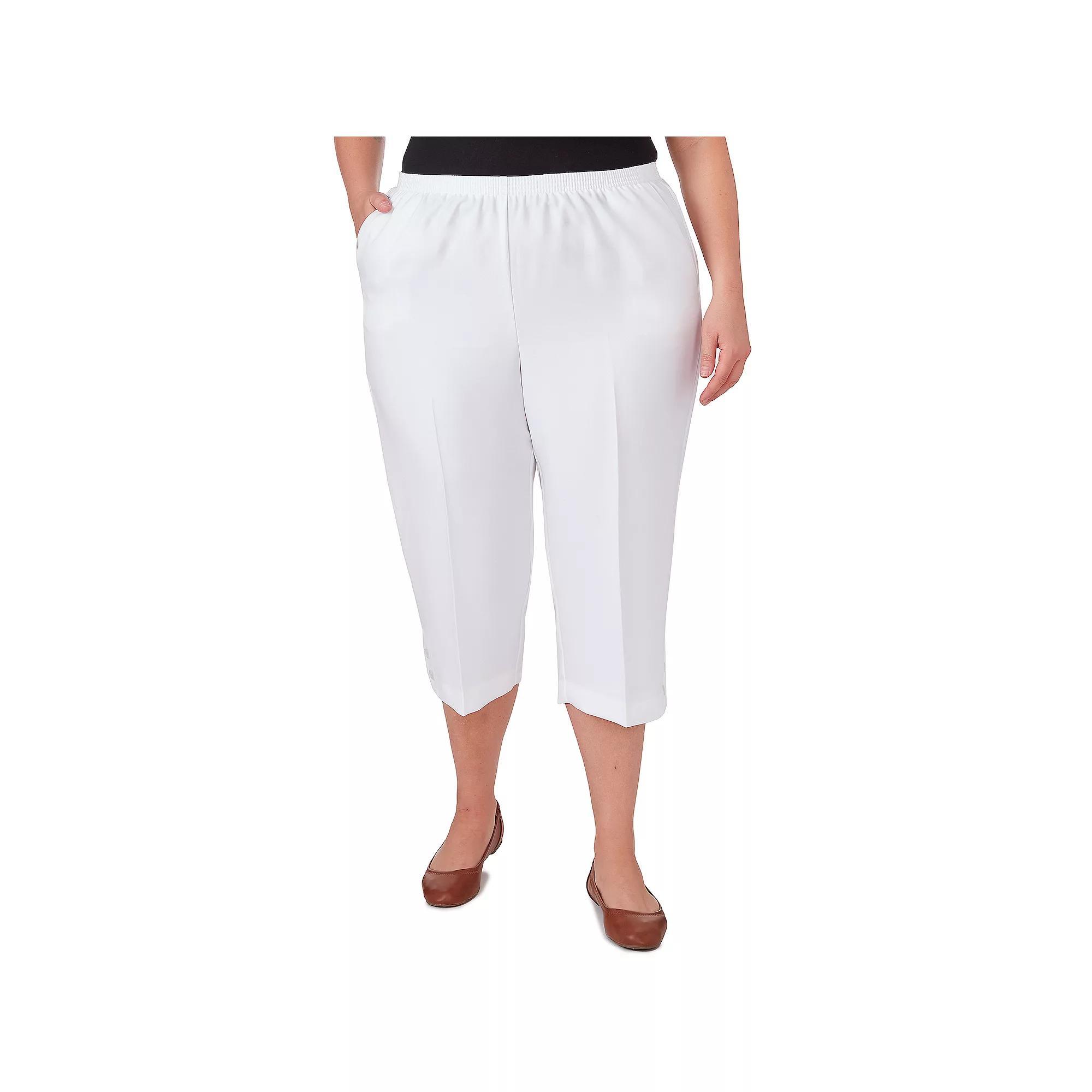 Plus Size Alfred Dunner Button Hem Capri Pant, Women's, Size: 18 W, White Product Image