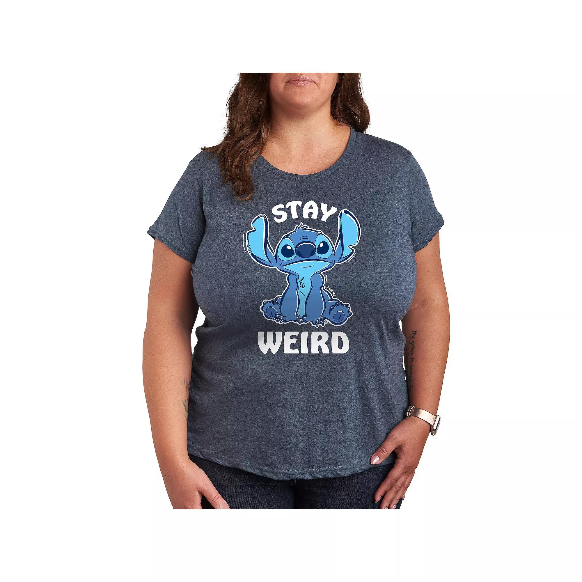 Disney's Lilo & Stitch Plus Stay Weird Graphic Tee, Women's, Size: 4XL, Grey Blue Product Image