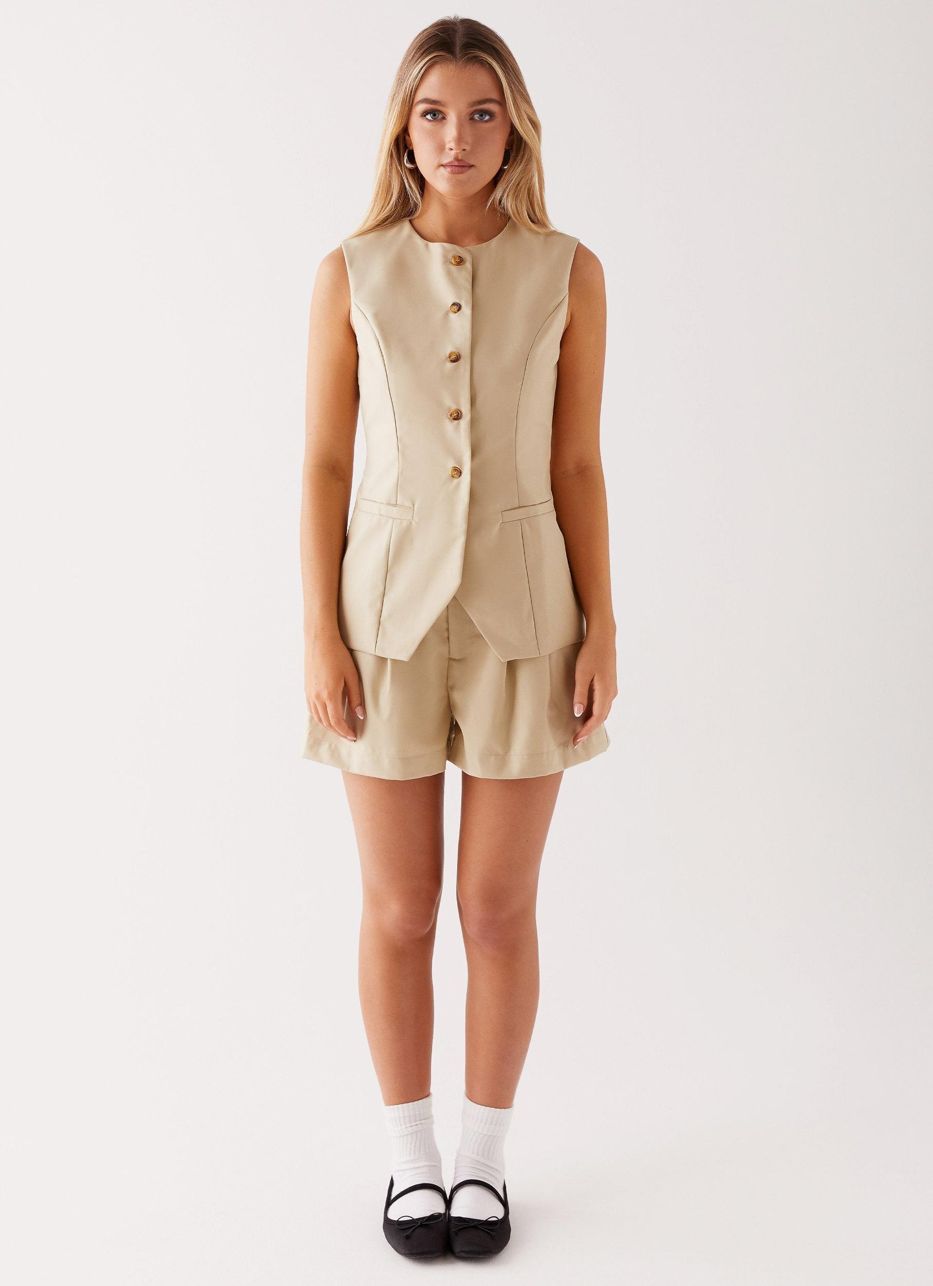 Siena Style Tailored Shorts - Beige Product Image