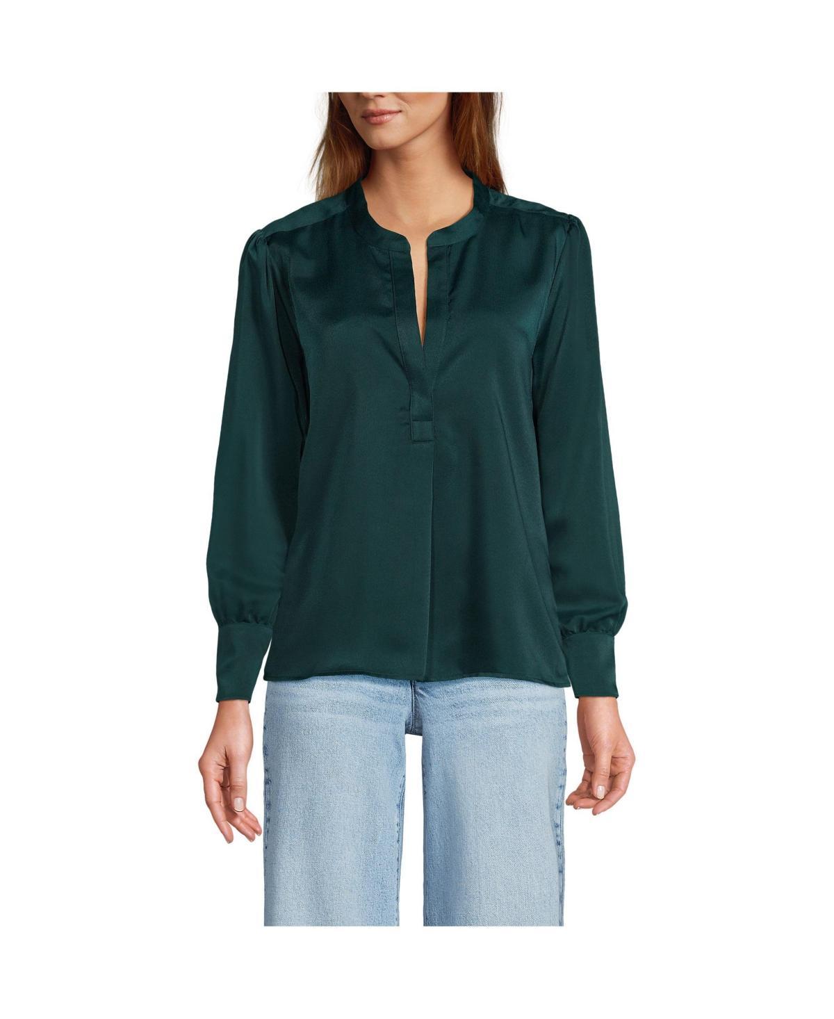 Womens Lands End Satin Popover Shirt Product Image