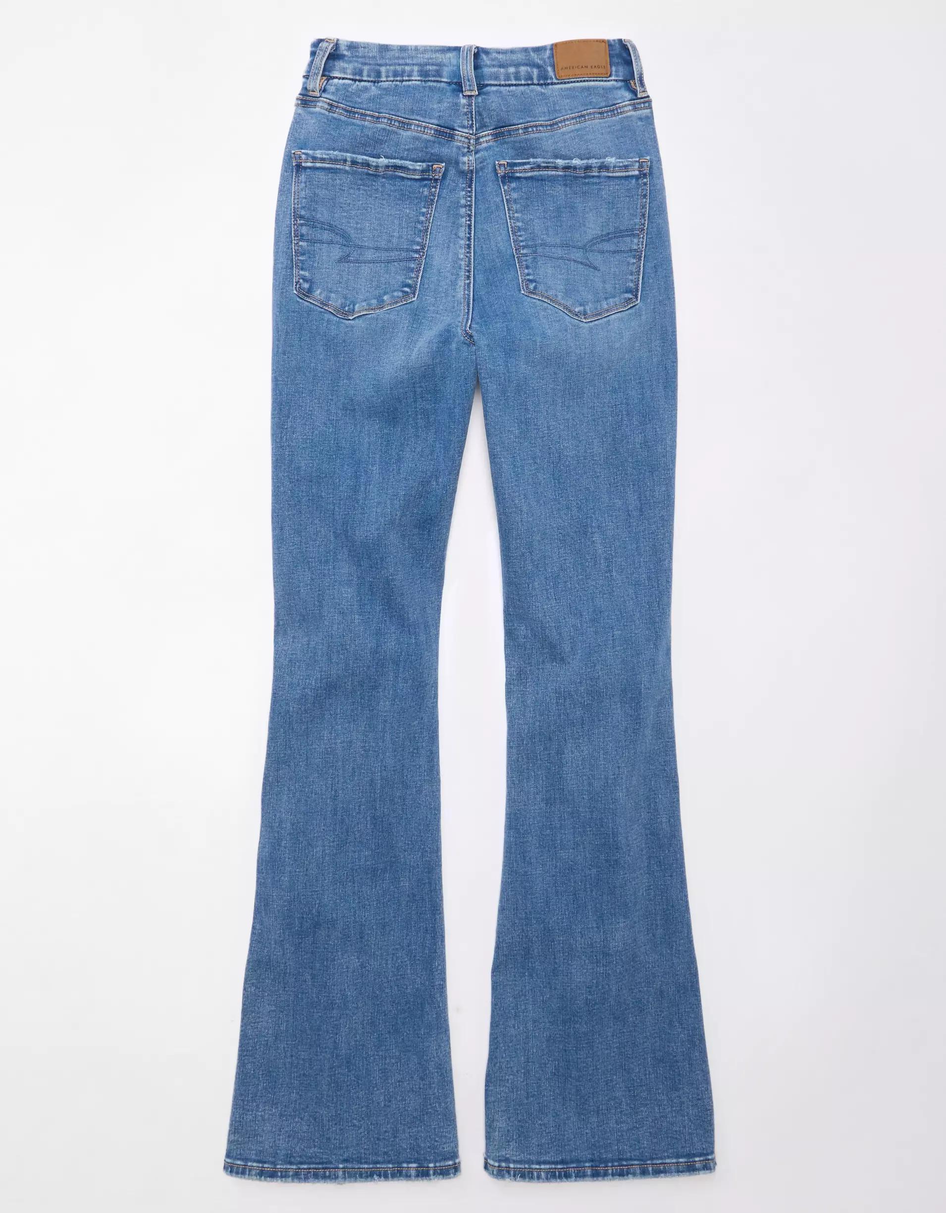 AE Next Level Curvy Ripped Super High-Waisted Flare Jean Product Image