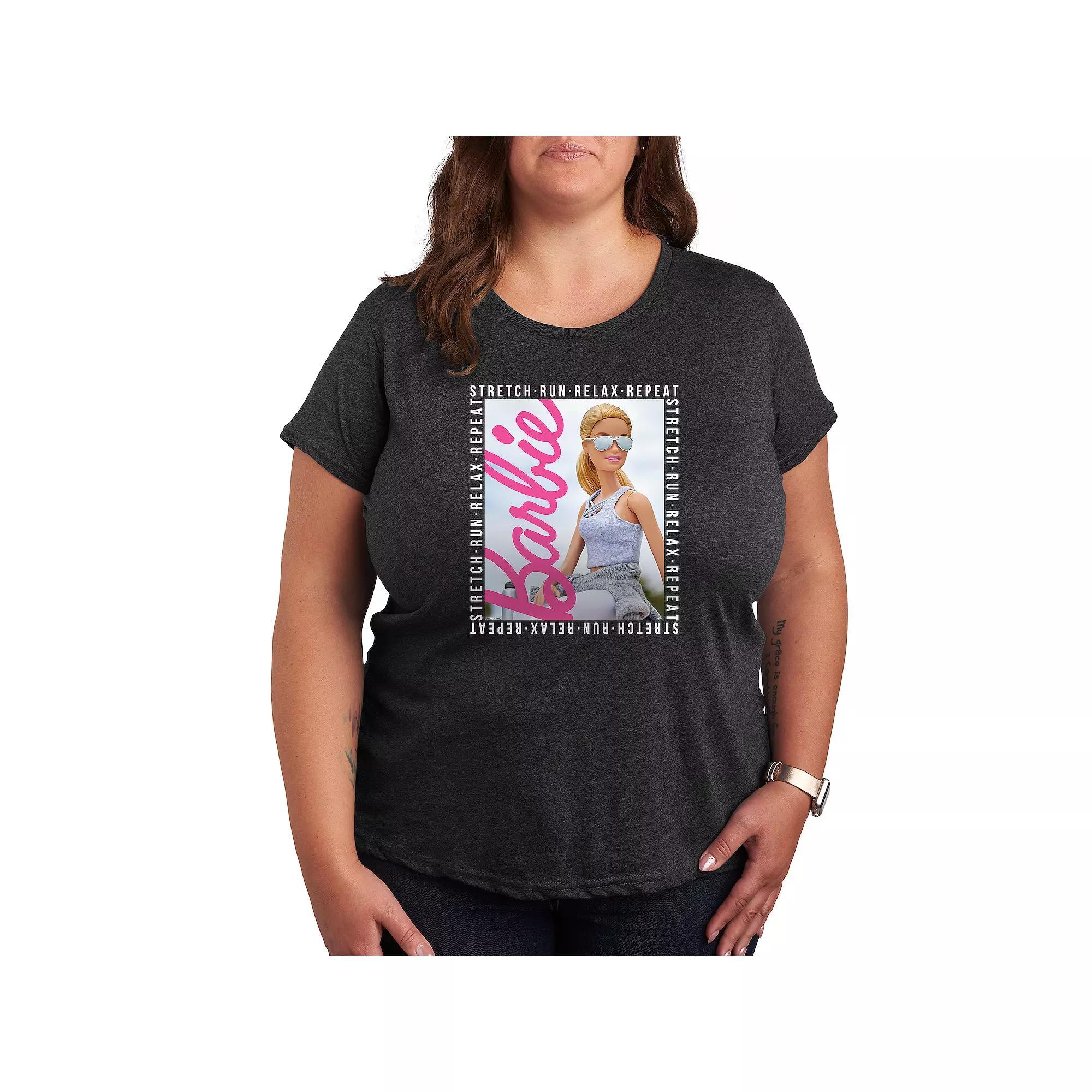 Plus Barbie® Stretch Run Relax Repeat Graphic Tee, Women's,  Product Image