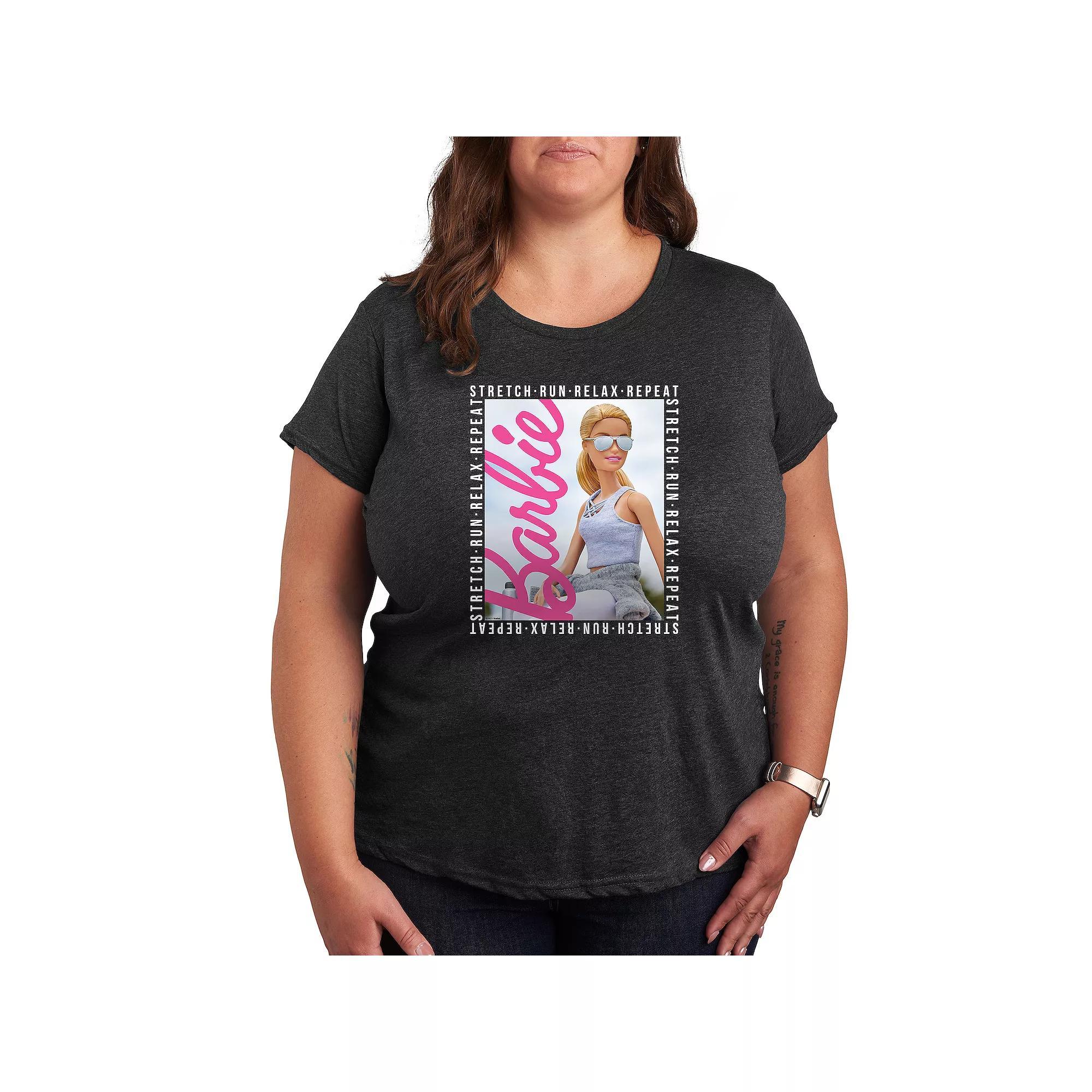 Plus Barbie® Stretch Run Relax Repeat Graphic Tee, Women's,  Product Image