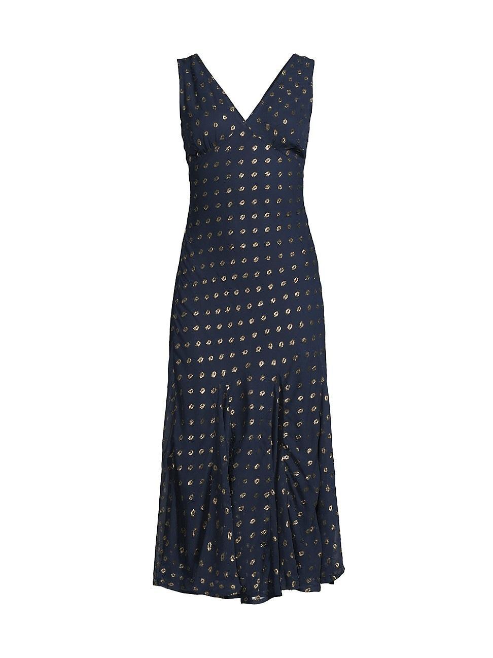 Womens Clarette Metallic Dot Sleeveless Midi-Dress Product Image