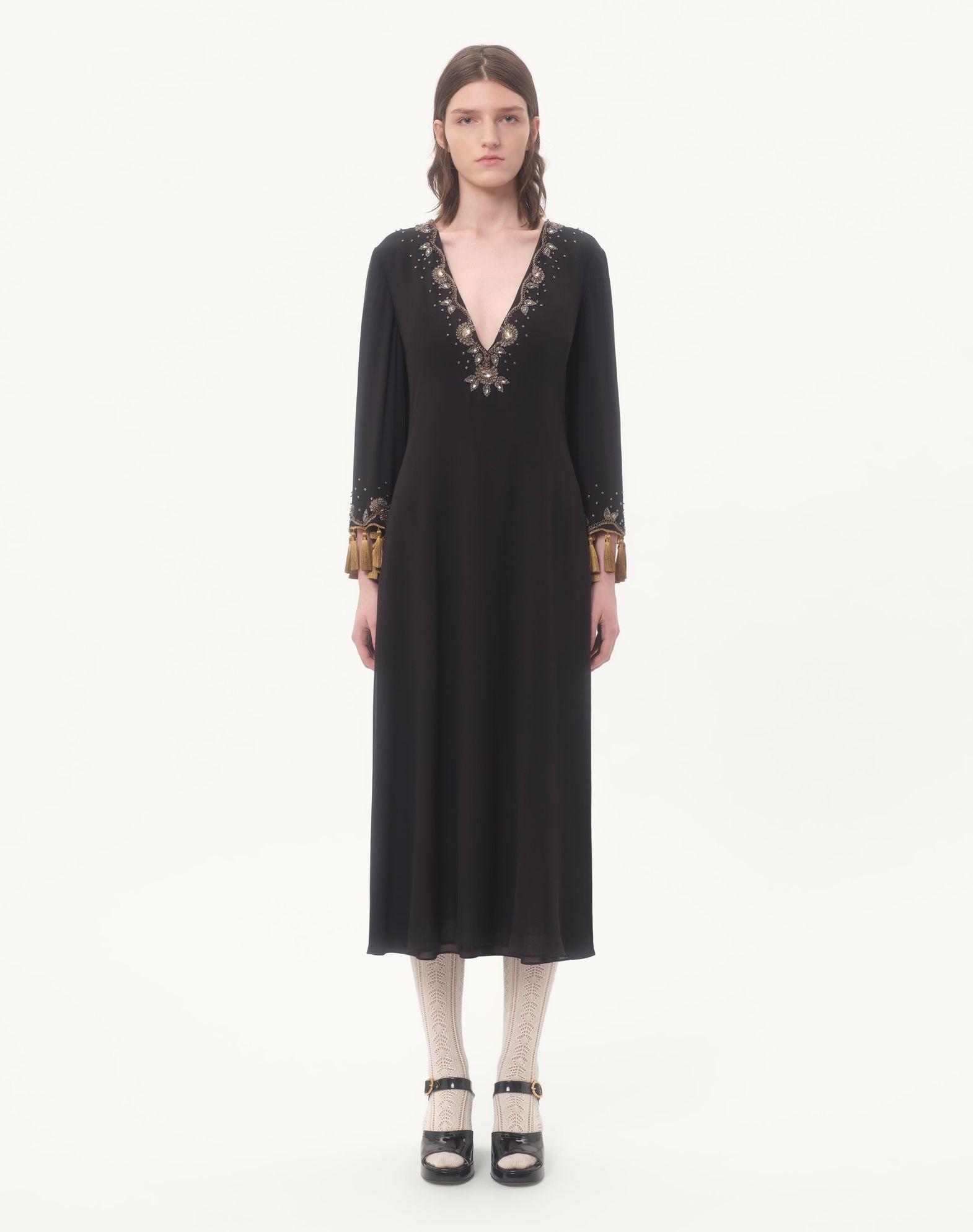 Embroidered Light Georgette Midi Dress Product Image