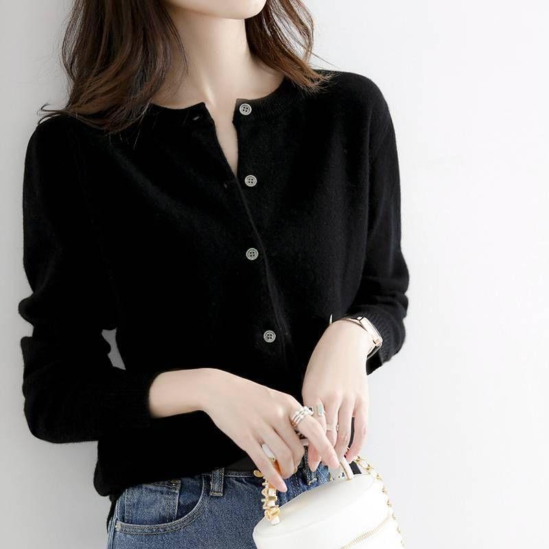 Plain Button-Up Cardigan Product Image