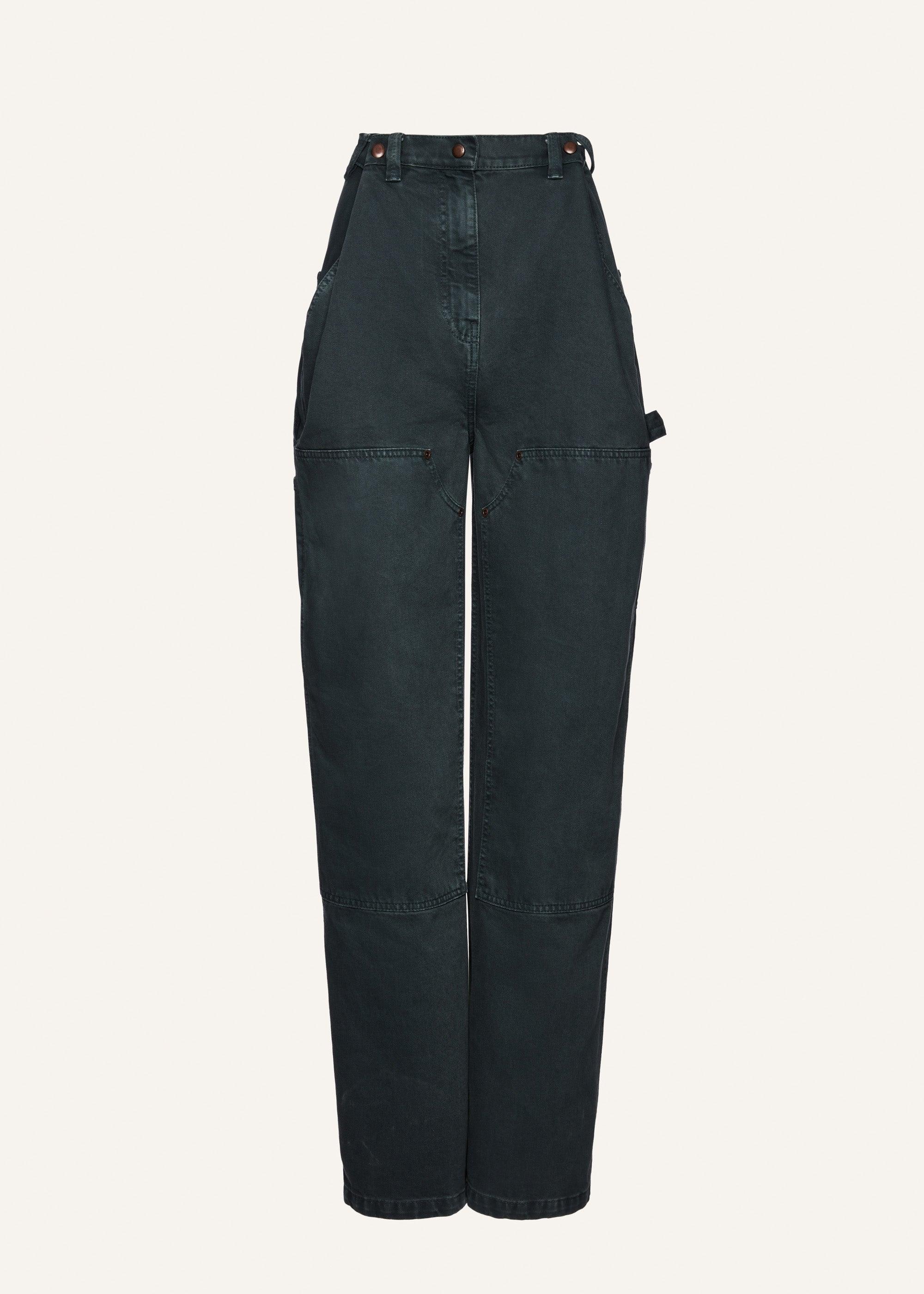 Loose leg industrial denim in green Product Image