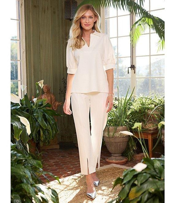 Jude Connally Martina Ponte Knit Wide Leg Split Front Hem Pull-On Pants Product Image
