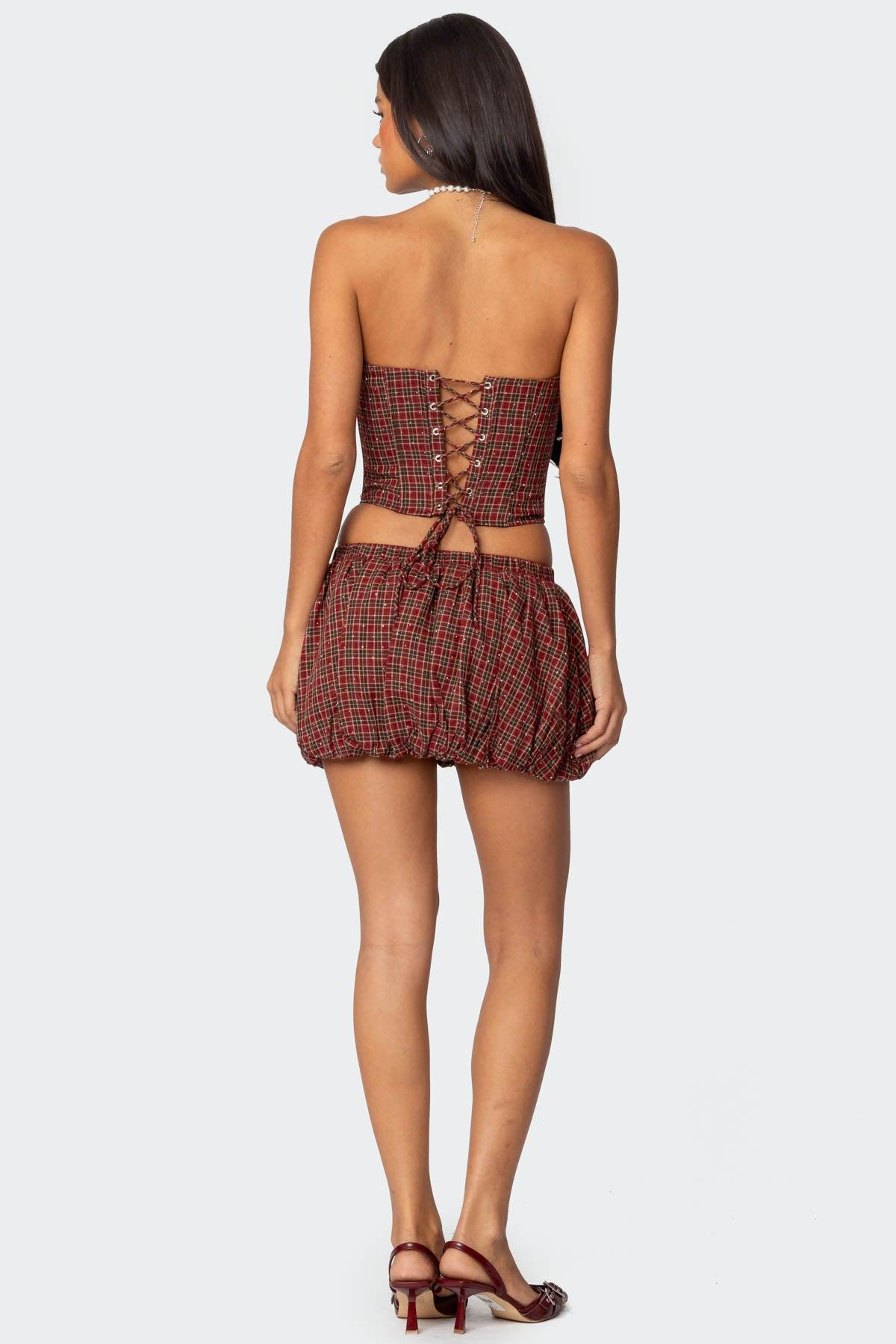 Marlene Plaid Lace Up Corset Product Image