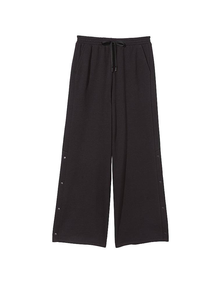 Cotton Fleece Wide-Leg Snap Lounge Sweatpants Product Image