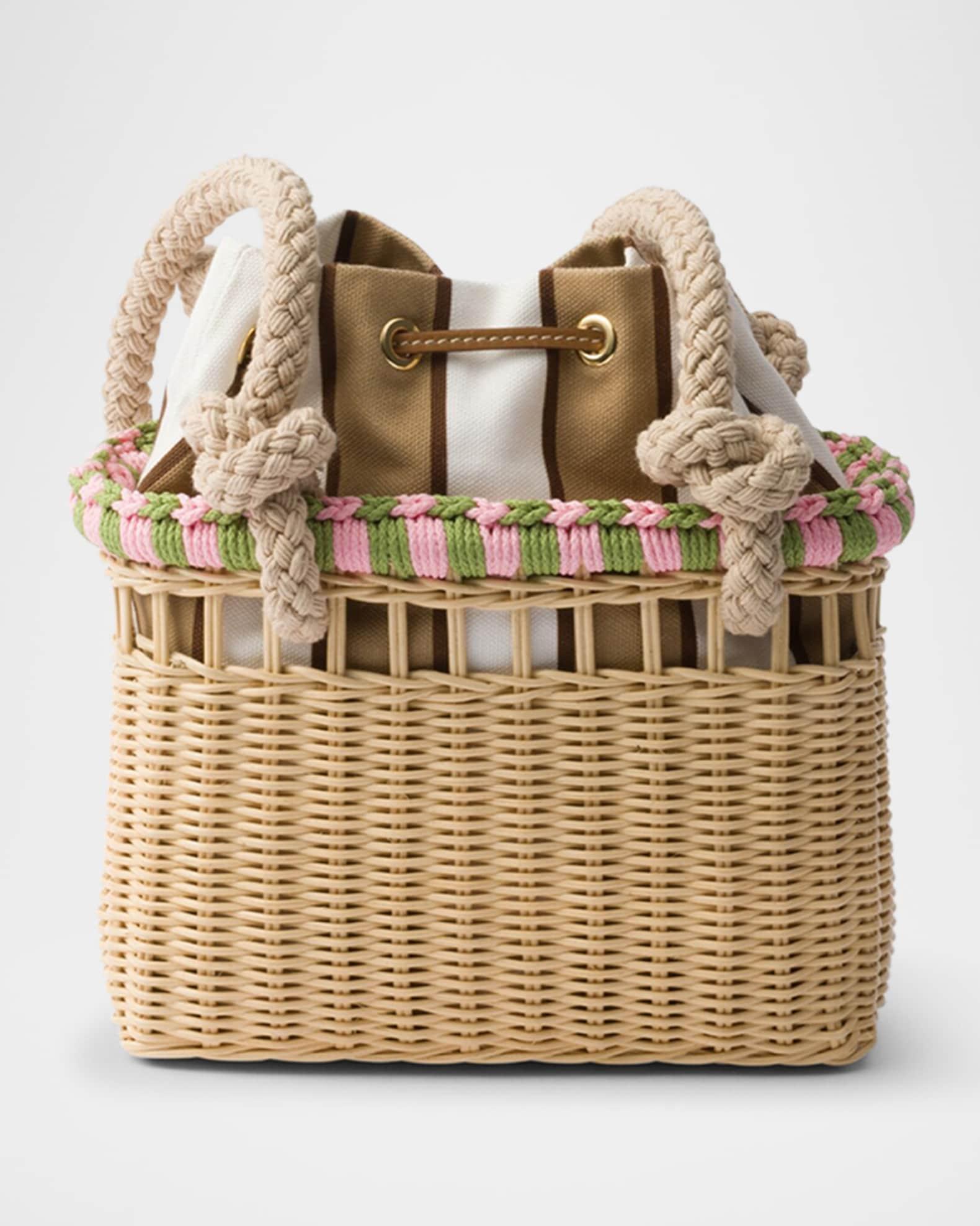 Rattan Basket Drawstring Mini Shoulder Bag Product Image