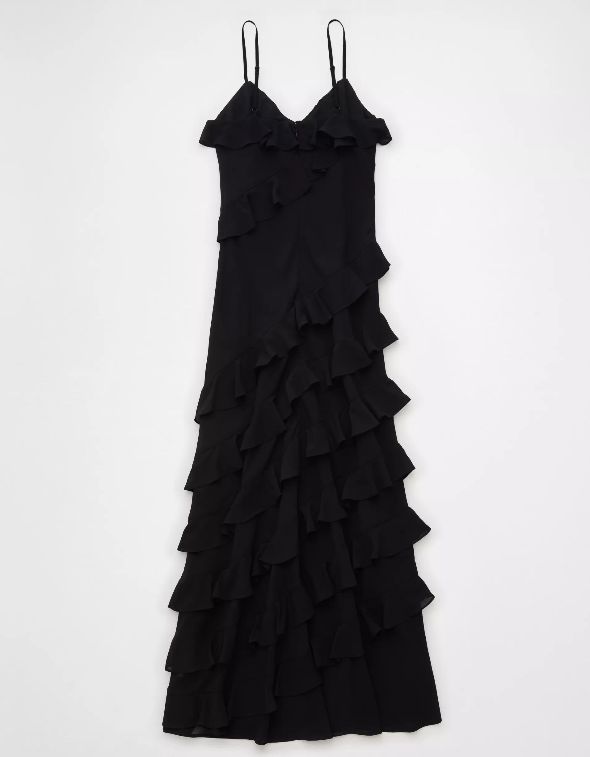 AE Asymmetrical Ruffle Maxi Slip Dress Product Image