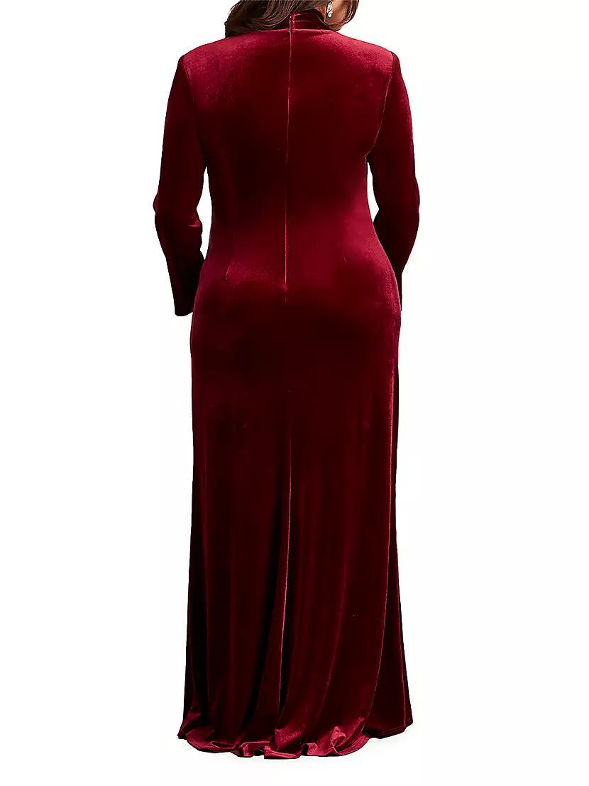 Plus Velvet Ruffle-Front Gown Product Image