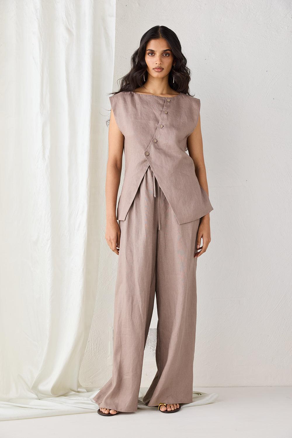 Raya Linen Pants Mushroom Product Image