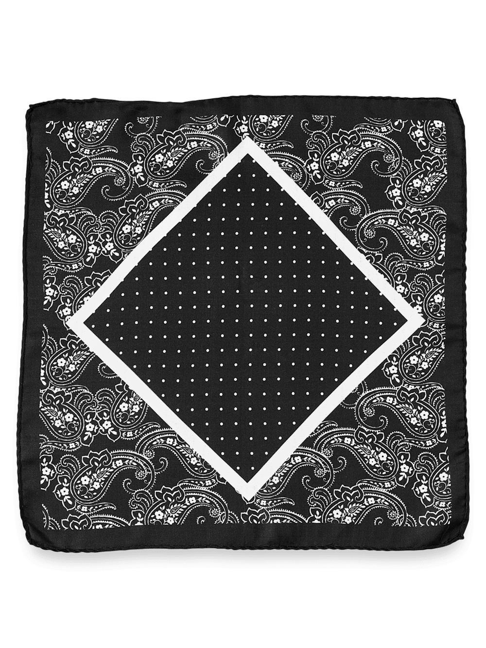 Paisley Silk Pocket Square - Black Product Image