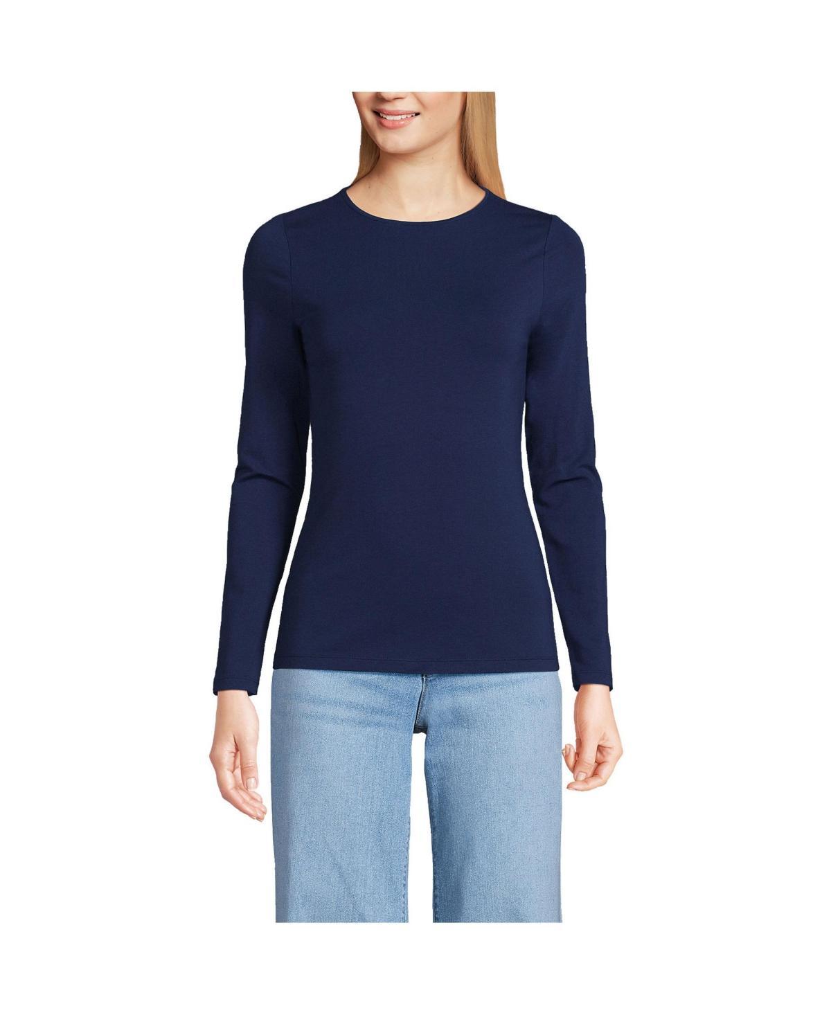 Petite Lands' End Lightweight Jersey Skimming Long Sleeve Crewneck T-shirt, Women's, Size: Medium Petite, Light Cornflower Product Image