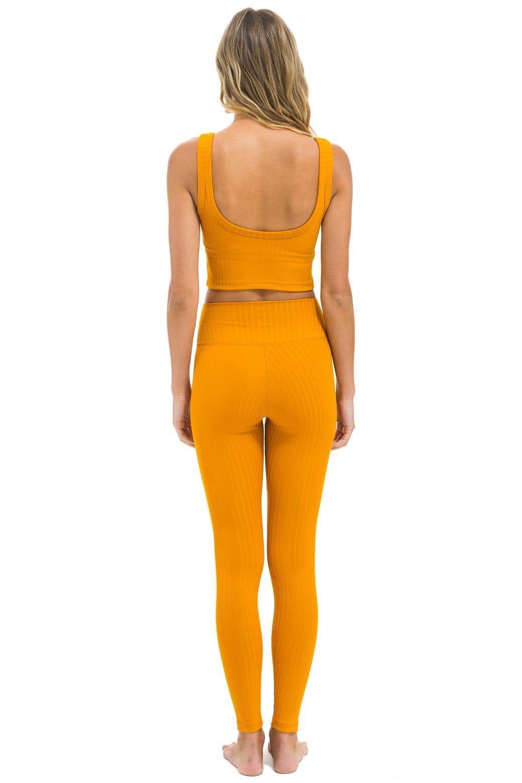 WIDE RIB FULL LENGTH HI-RISE LEGGINGS - GOLD Female Product Image