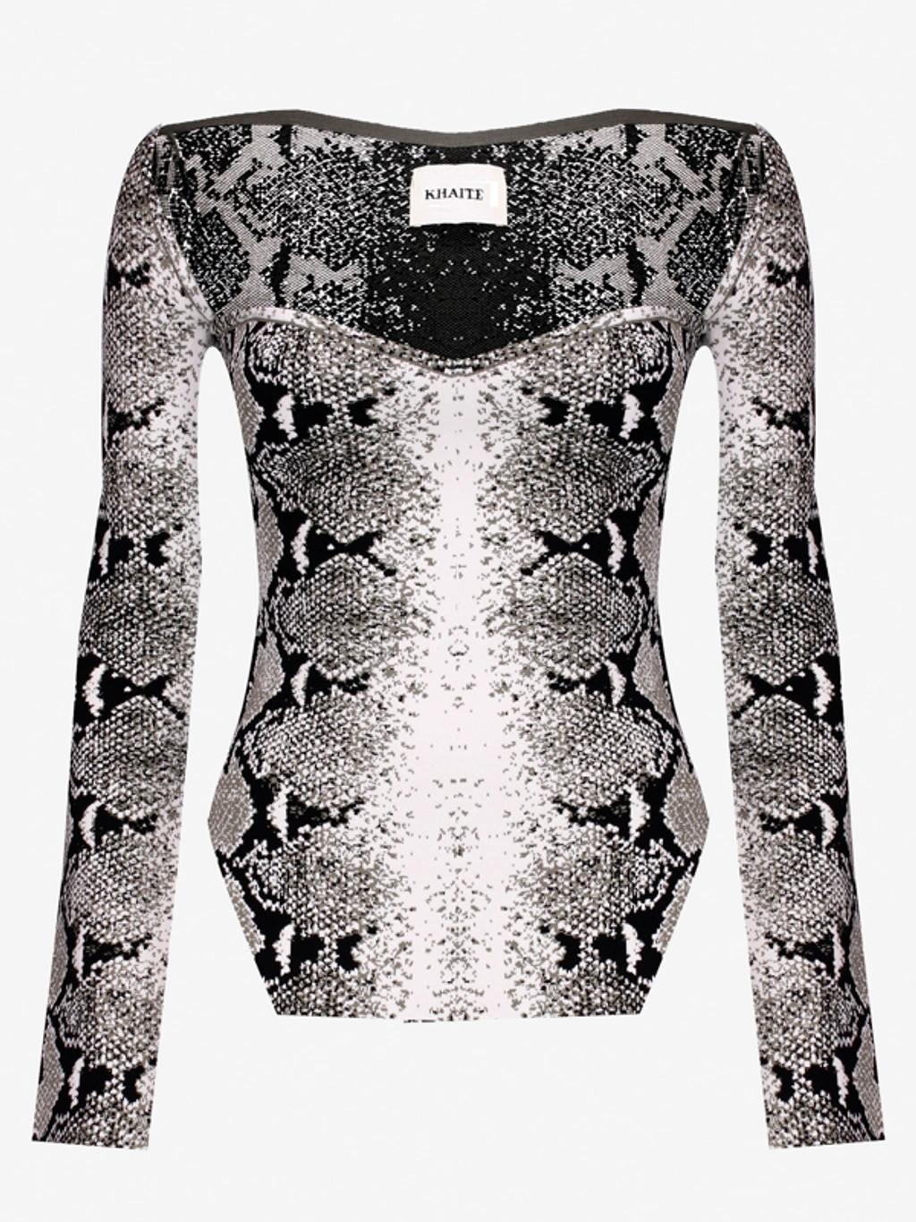 KHAITE Maddy Snake-print Top In Grey Product Image