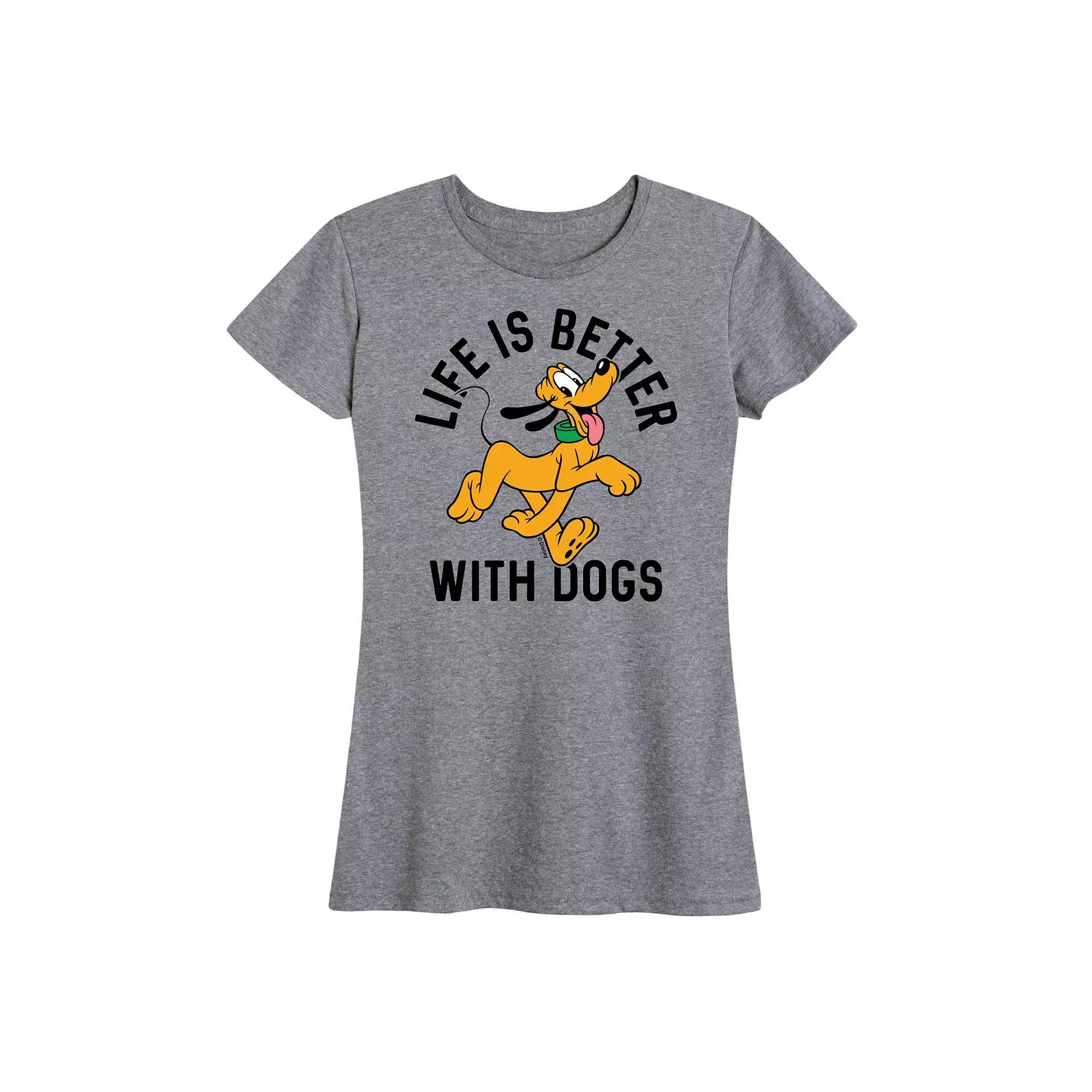 Disney's Pluto Plus Life Is Better With Dogs Graphic Tee, Women's, Size: 4XL, Grey Gray Product Image