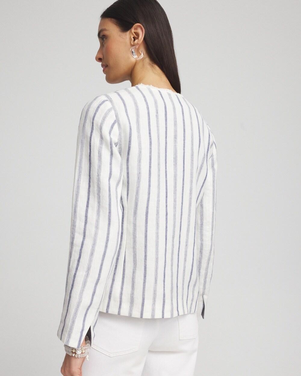 Stripe Linen Frayed Jacket Product Image