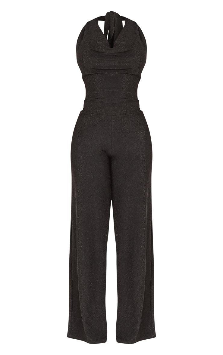  Shape Black Lurex Glitter Cowl Neck Jumpsuit Product Image