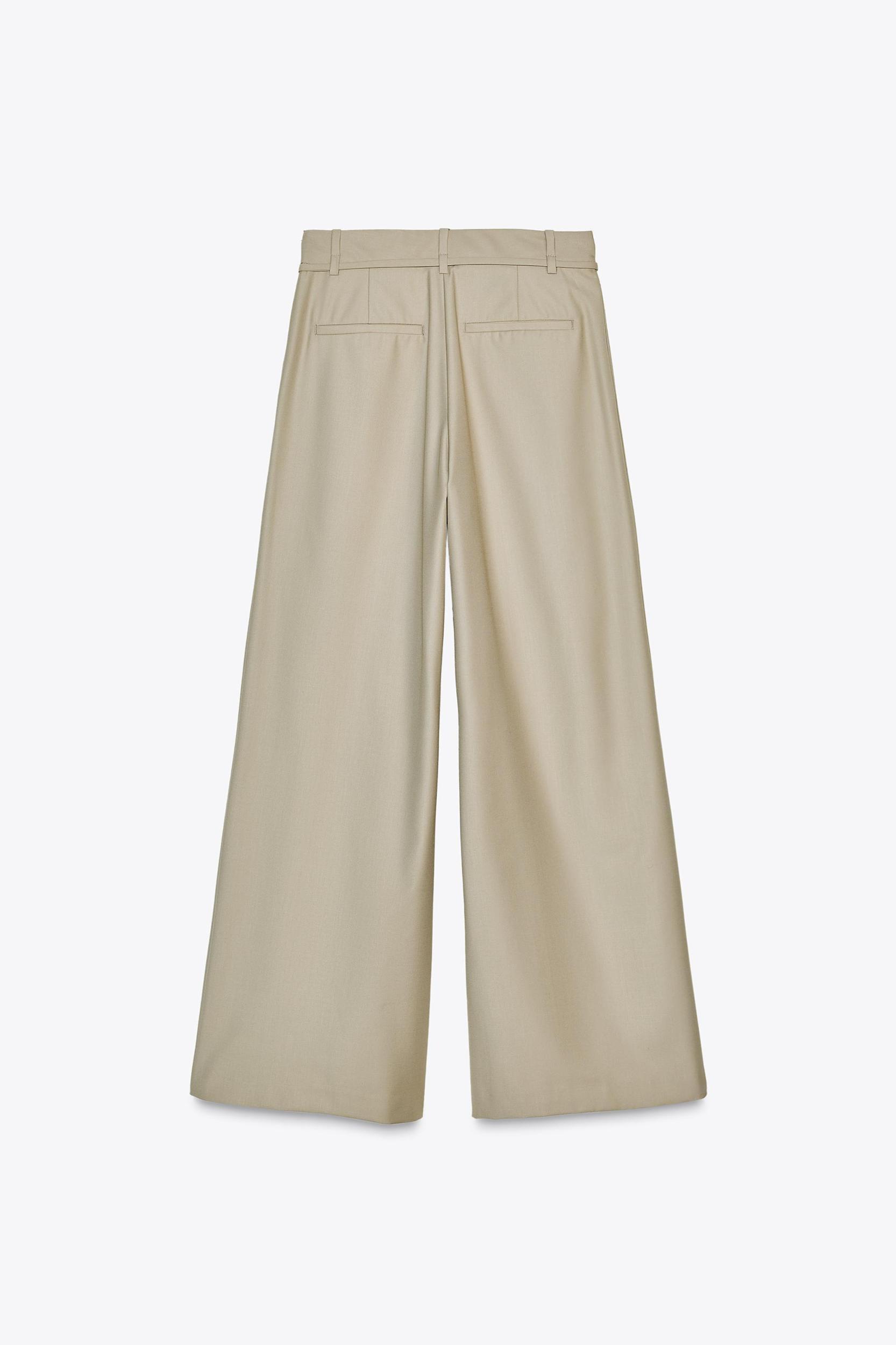 PLEATED WIDE-LEG PANTS WITH THIN BELT Product Image