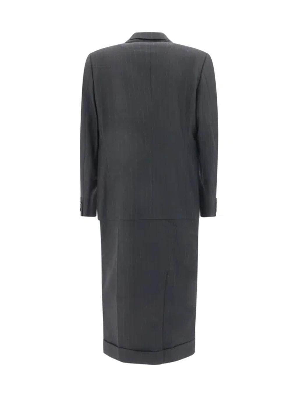 JUNYA WATANABE Blazer Style Wool Coat With Pinstripe Pattern In Black Product Image