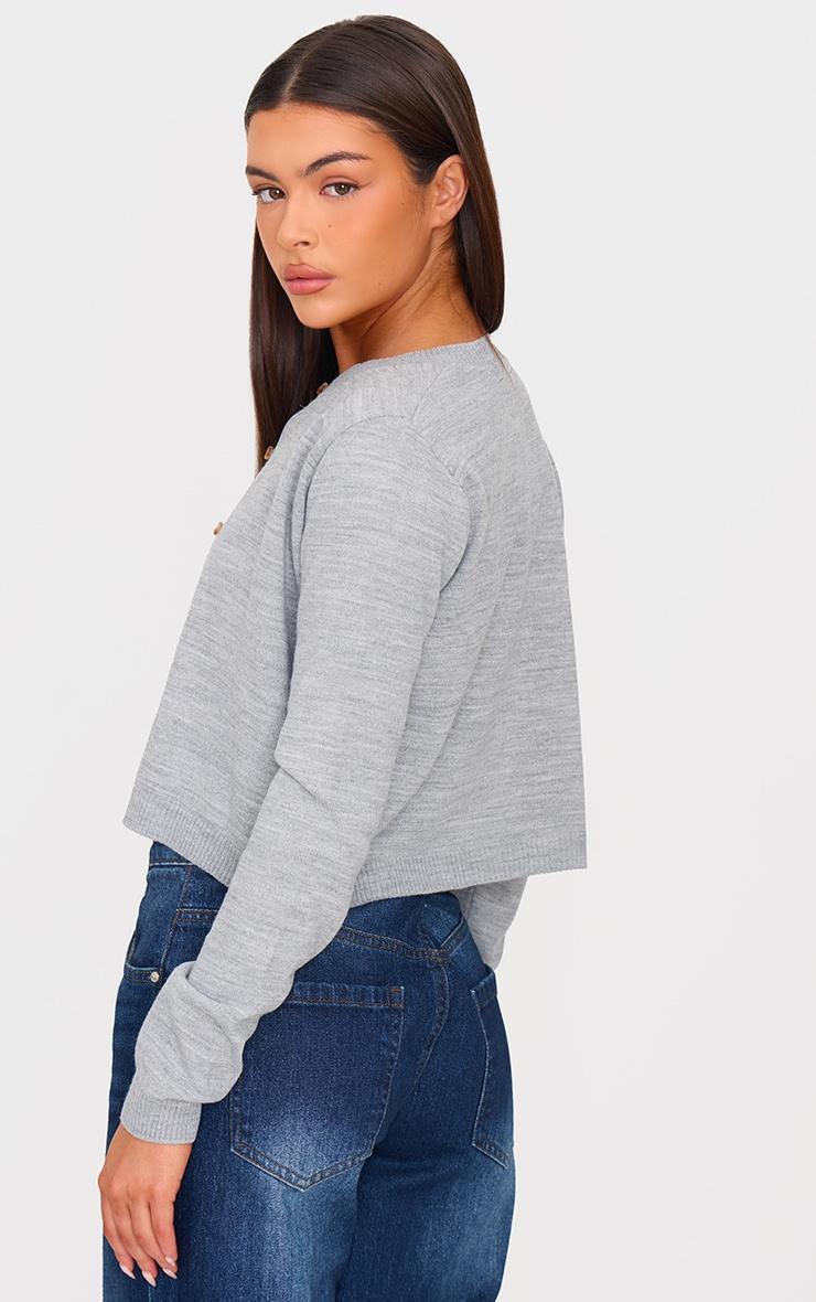 Light Grey Basic Button Up Knit Cardigan Product Image