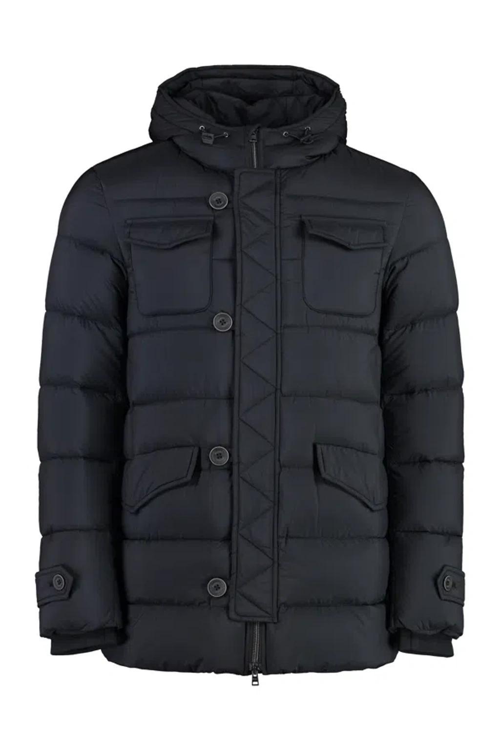 HERNO Navy Blue Nylon Down Jacket Product Image