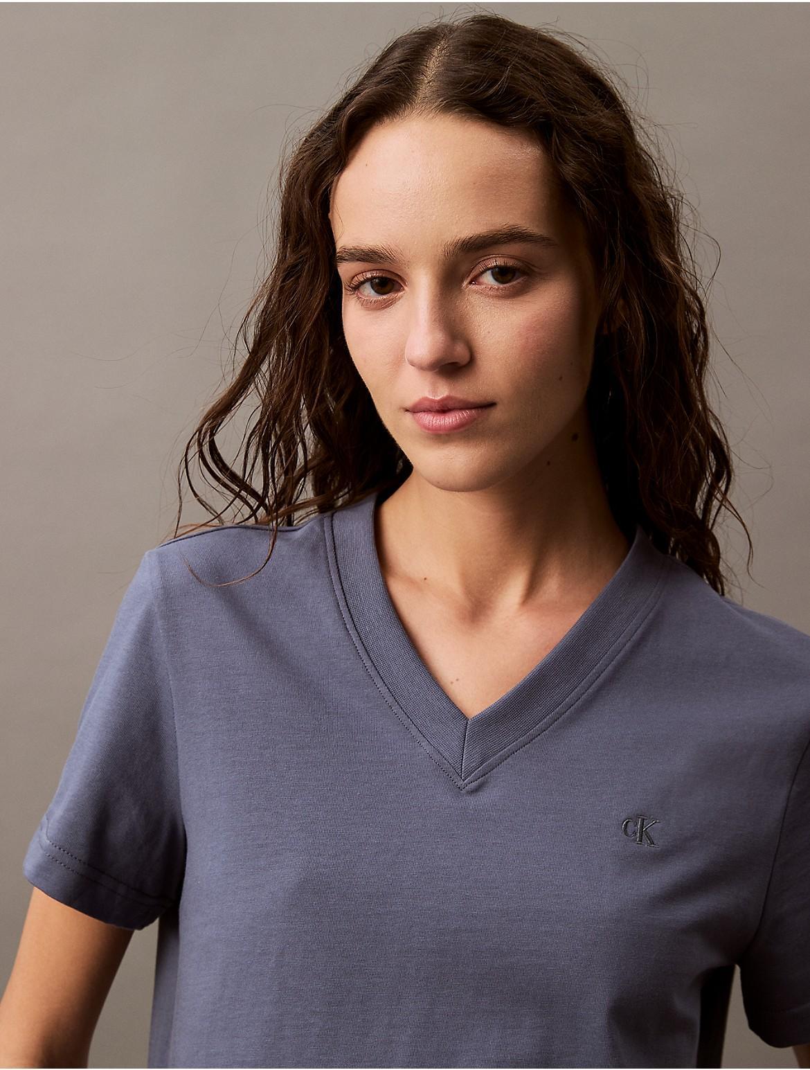 Calvin Klein Womens Archive Logo V-Neck T-Shirt Product Image