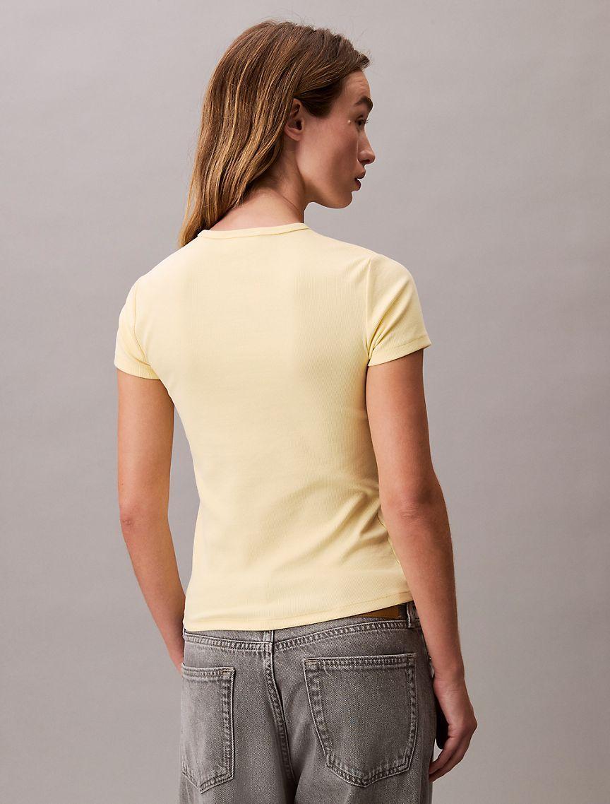 Calvin Klein Womens Cotton Contour Rib T-Shirt - Yellow Product Image