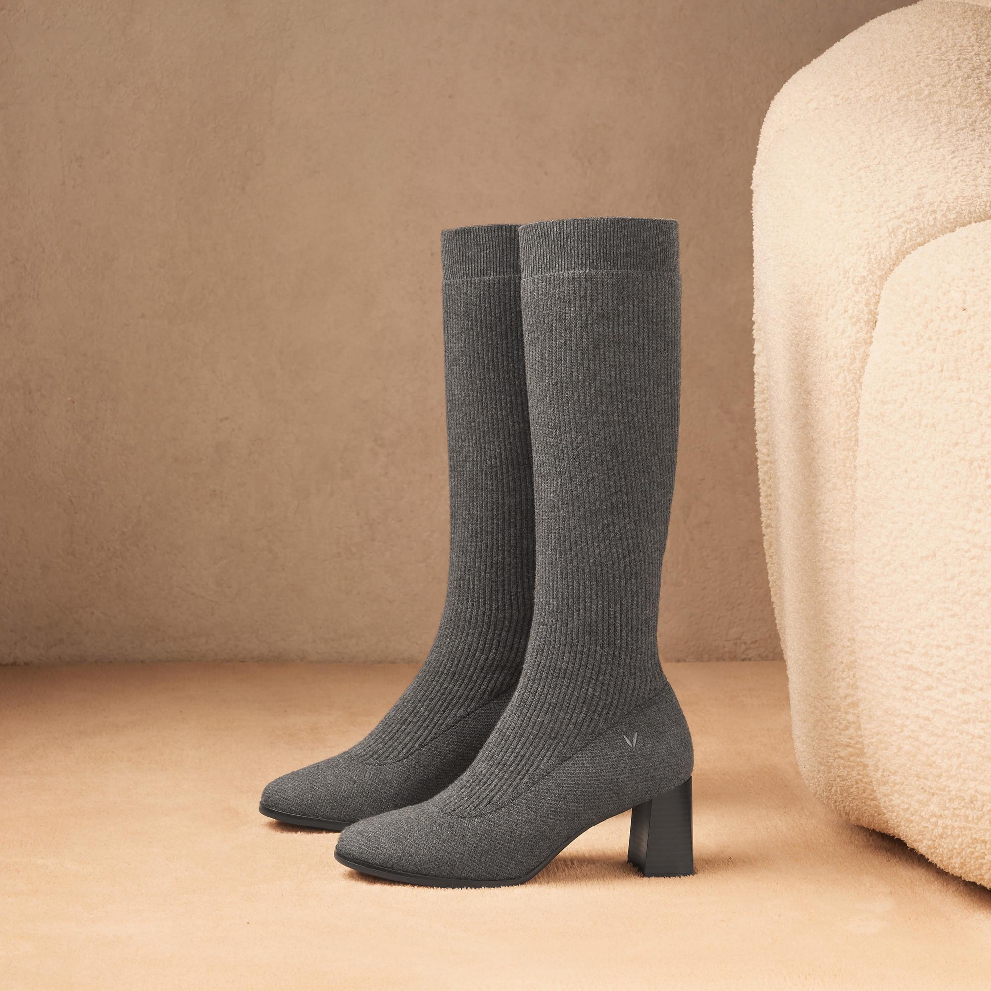 Round-Toe Water-Repellent Wool Knee High Boots (Tessa） Product Image