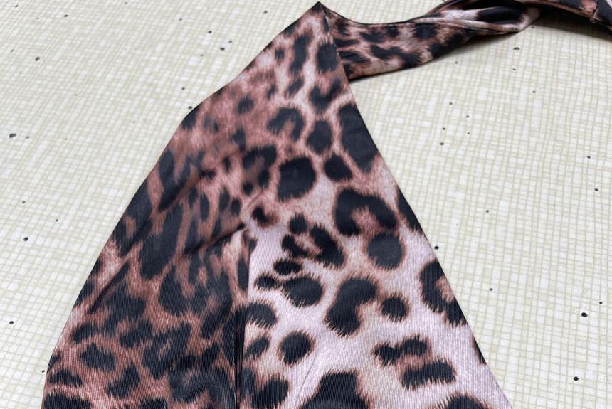 Halter Leopard Print Crop Top Product Image