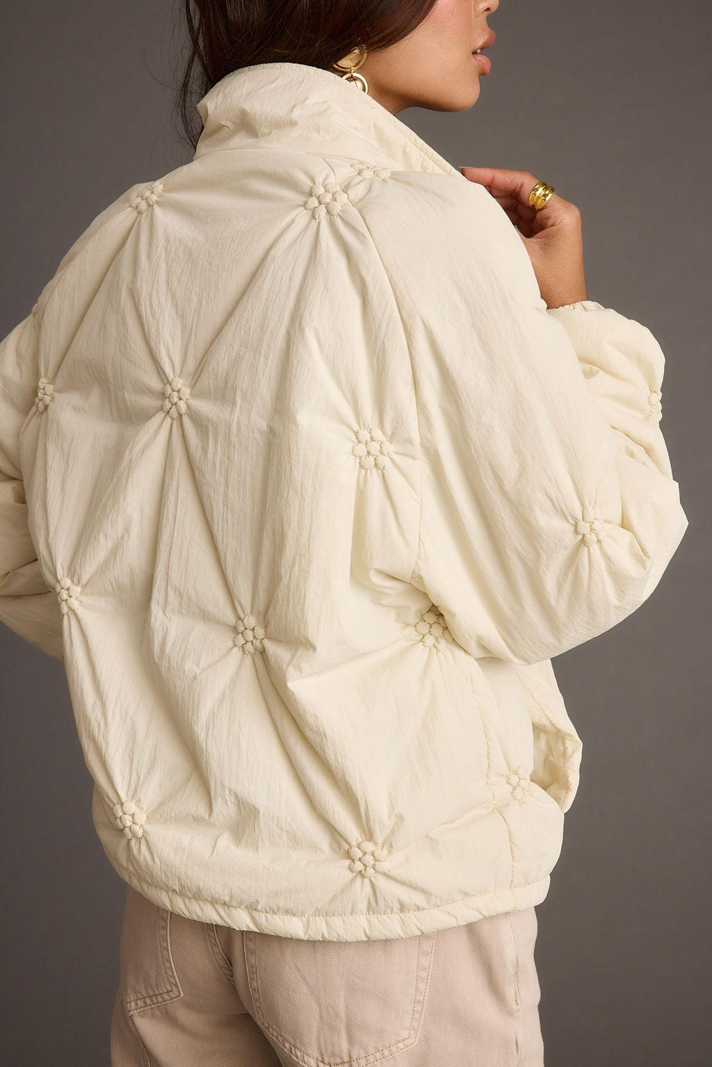 Rosey Cream Zip Front Puffer Coat Product Image