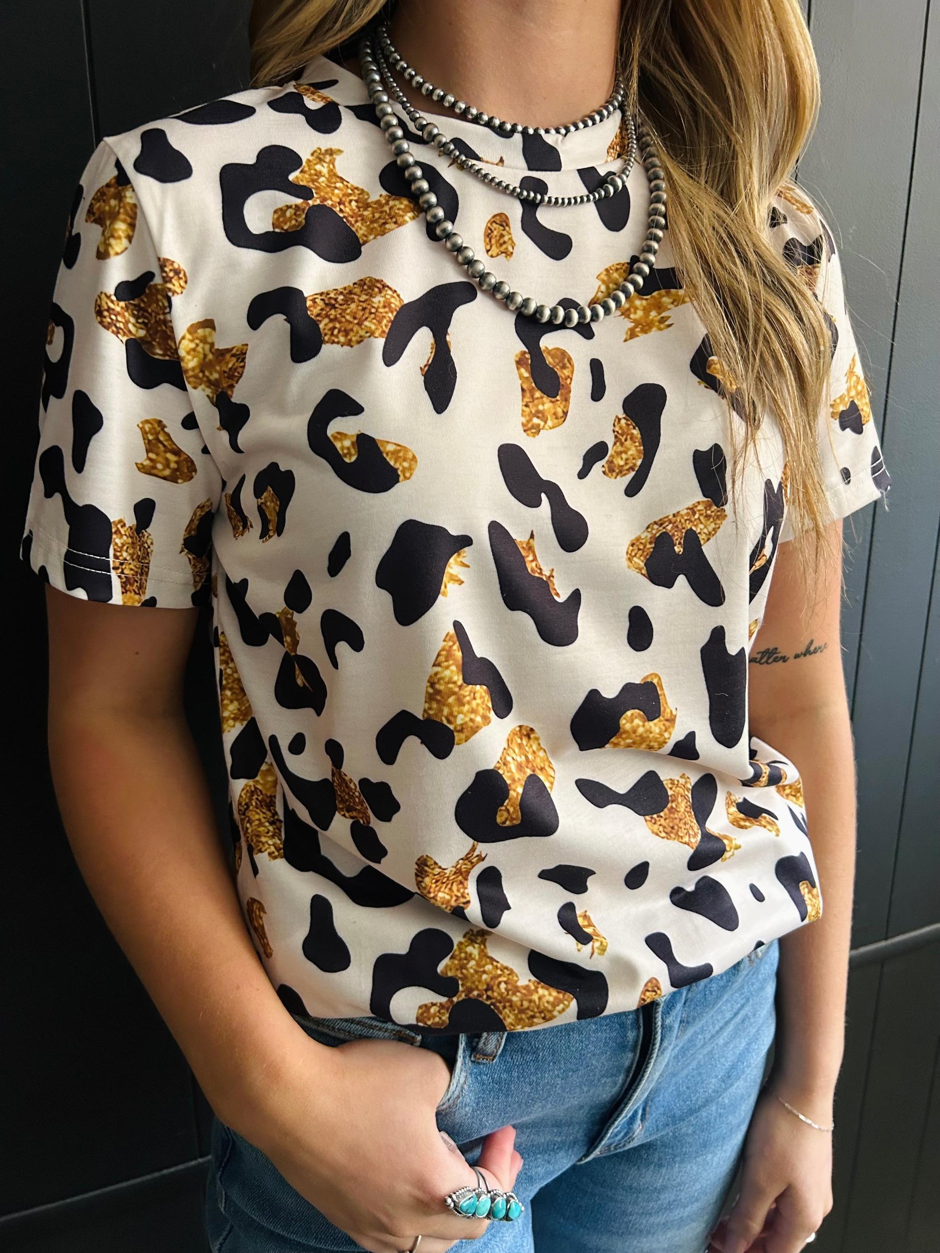 Gold Shimmer Leopard Printed Top* Product Image