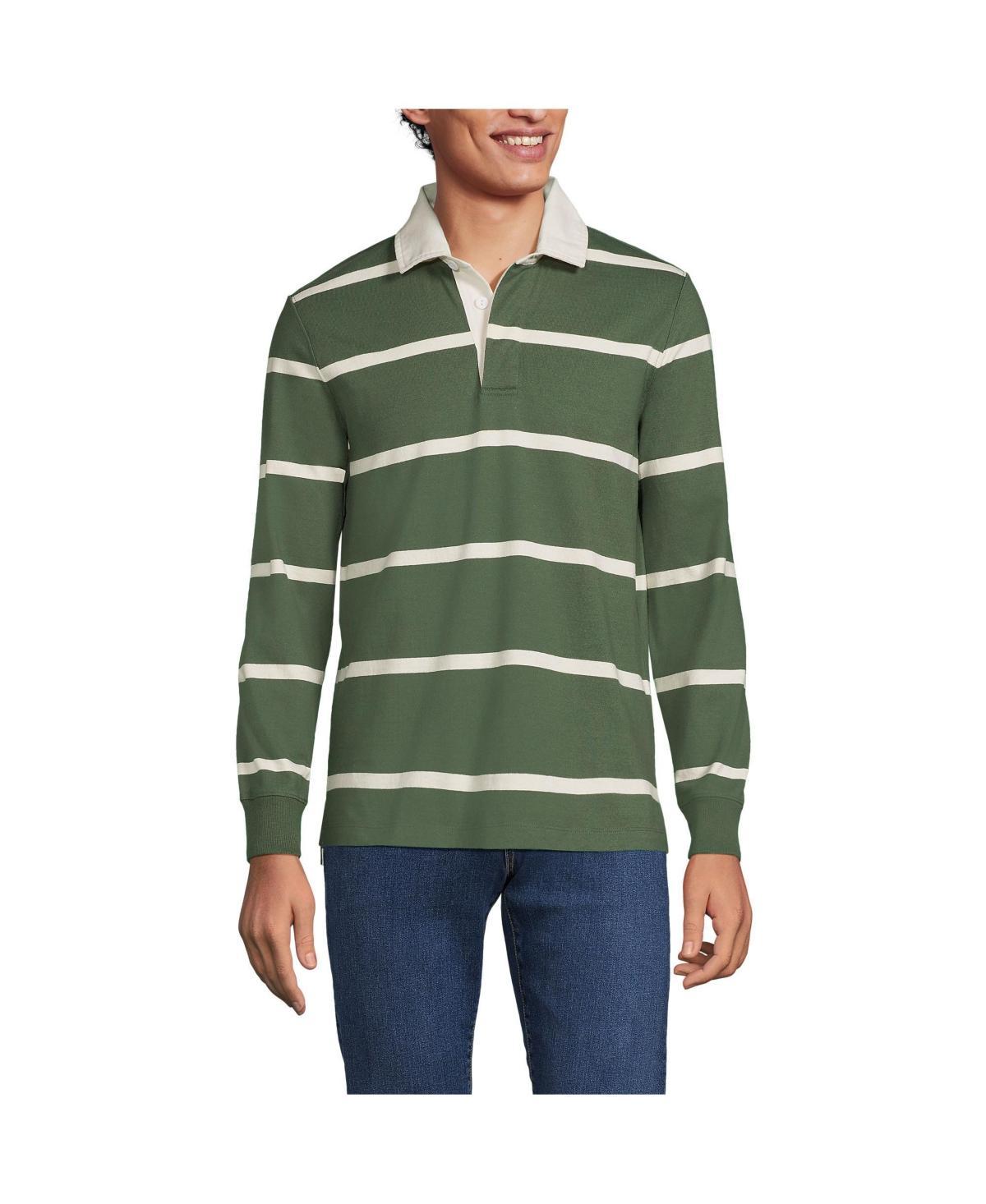 Men's Lands' End Striped Rugby Shirt, Size: Medium, Navy Blue Stripe Product Image