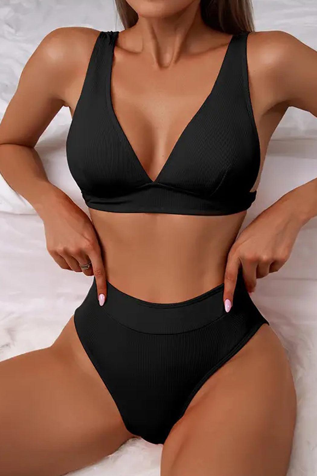 Ribbed Black Bikini Product Image