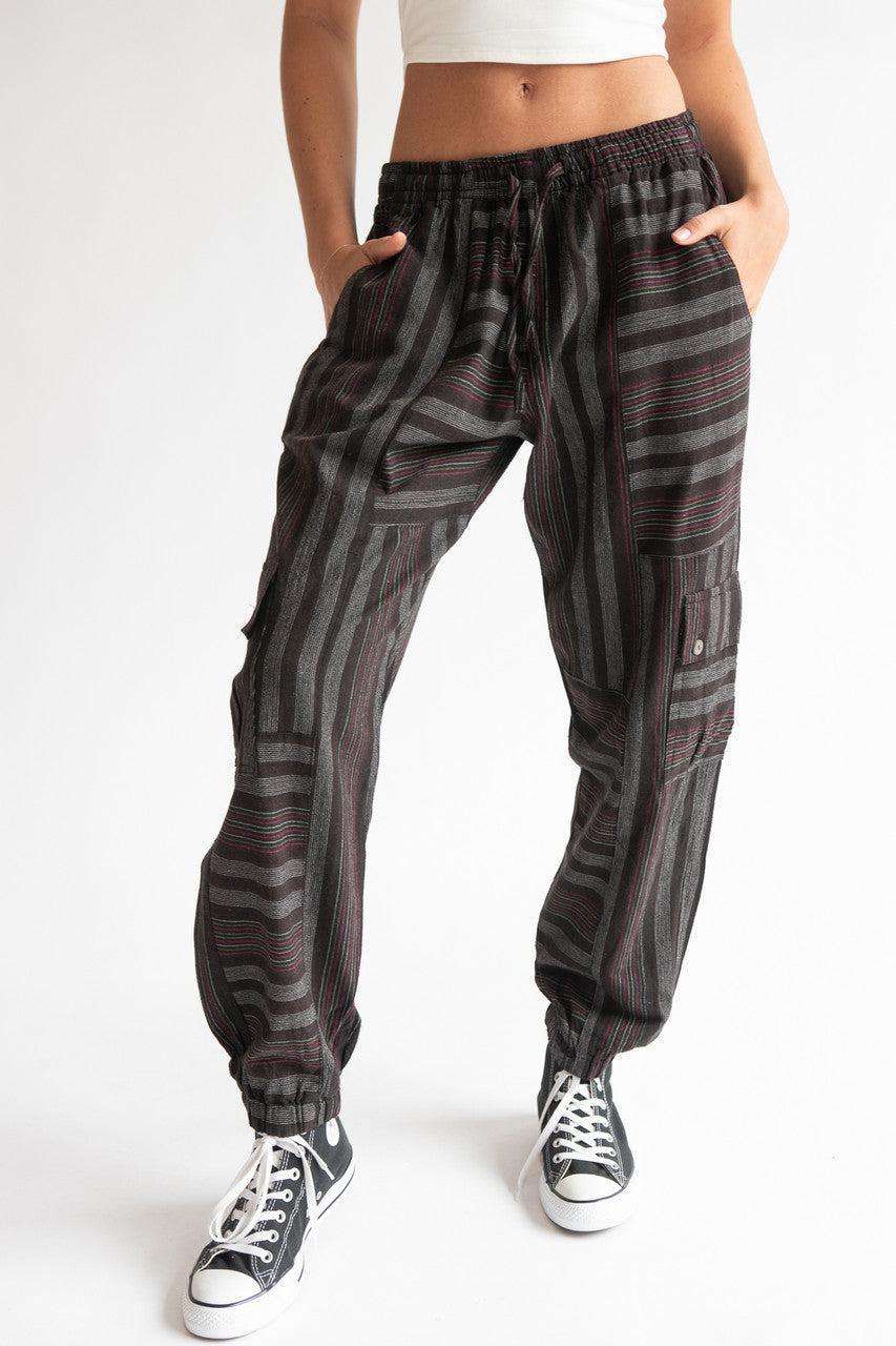 Striped Cargo Joggers Product Image