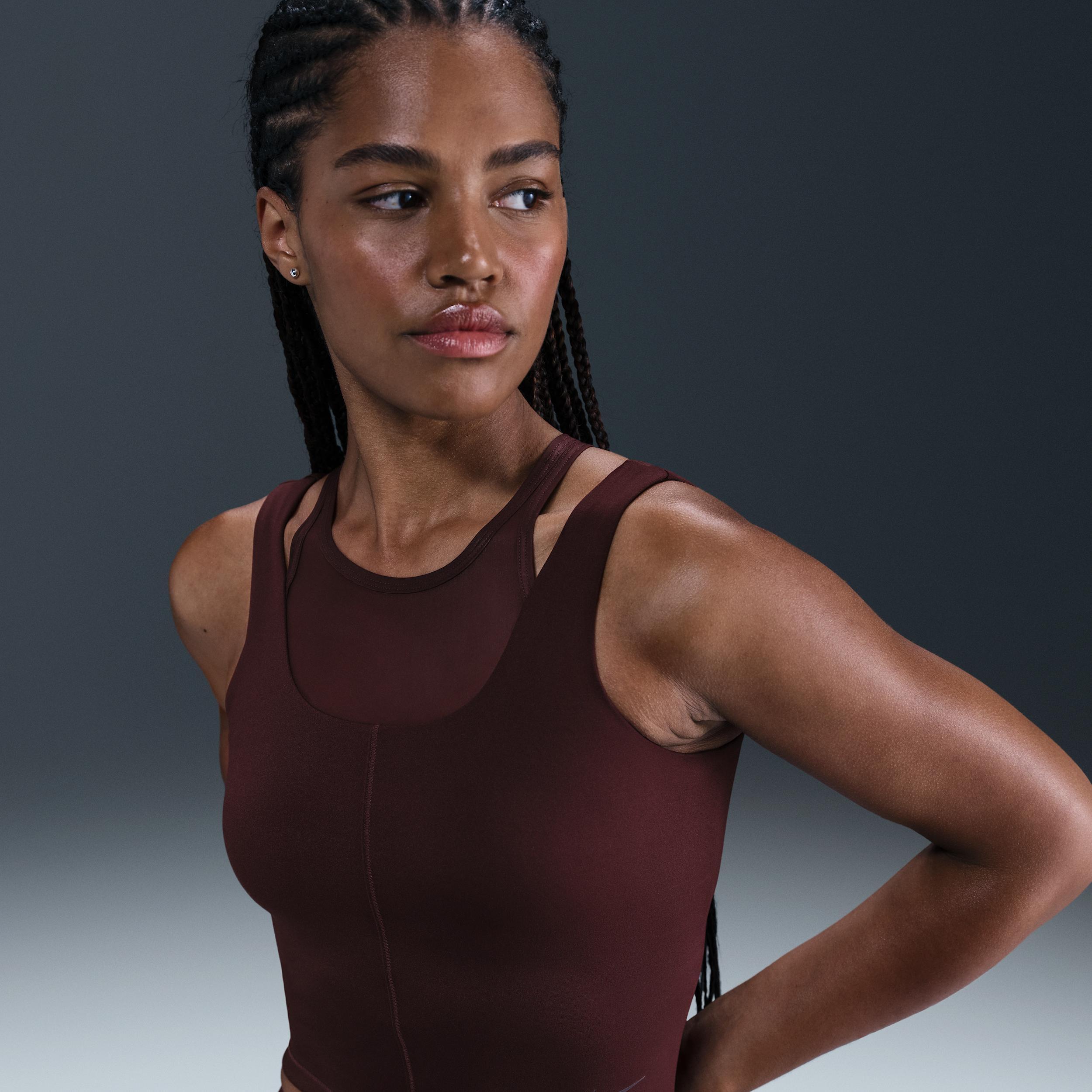 Nike Womens One Fitted Dri-FIT Cropped Tank Top | HV3653-652 Product Image