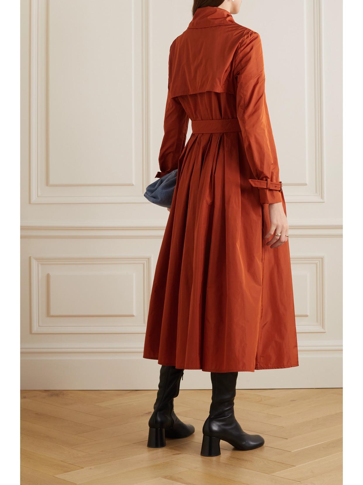 Tubinga Double-breasted Belted Pleated Taffeta Coat In Orange Product Image