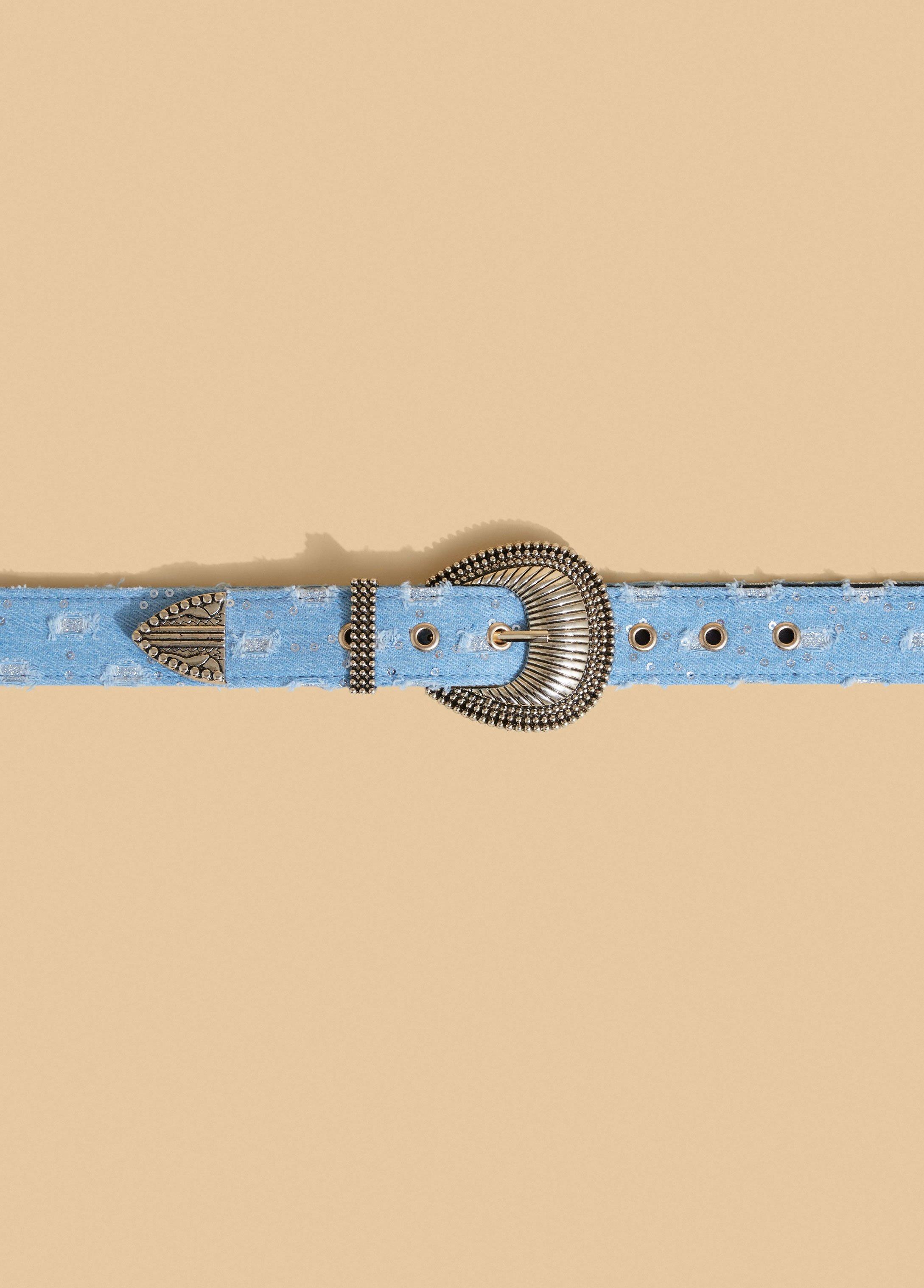 Embellished Distressed Denim Belt Product Image